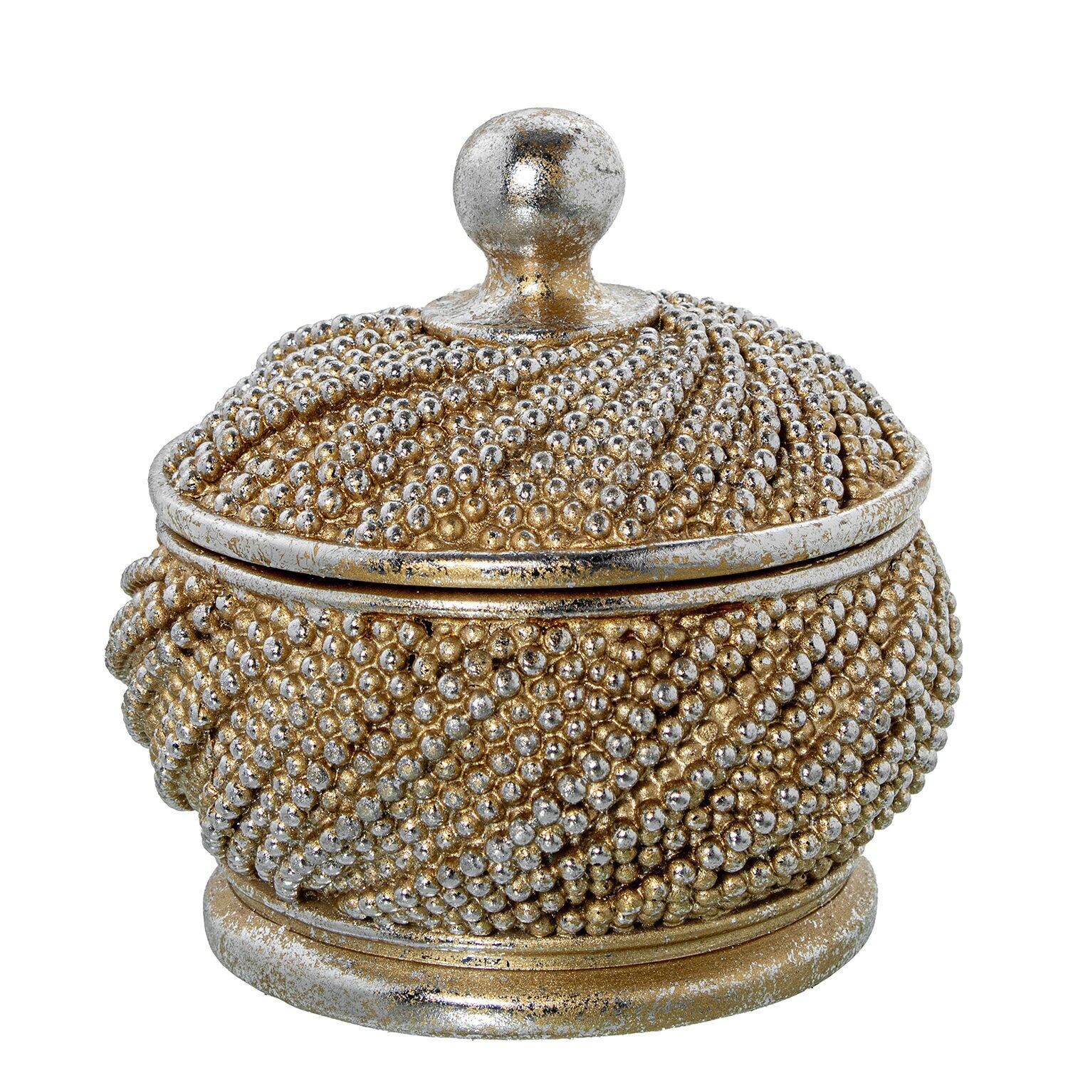 Schmuckkästchen aus silberfarbenem Kunstharz, 13 x 12,5 cm, ST39545