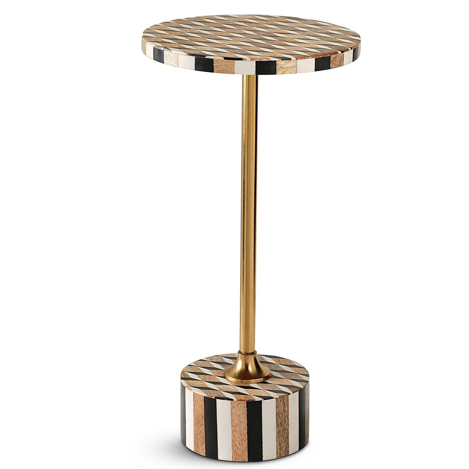 Beistelltisch aus Holz mit goldfarbenem Metallgestell, 25 x 50 cm, ST39569