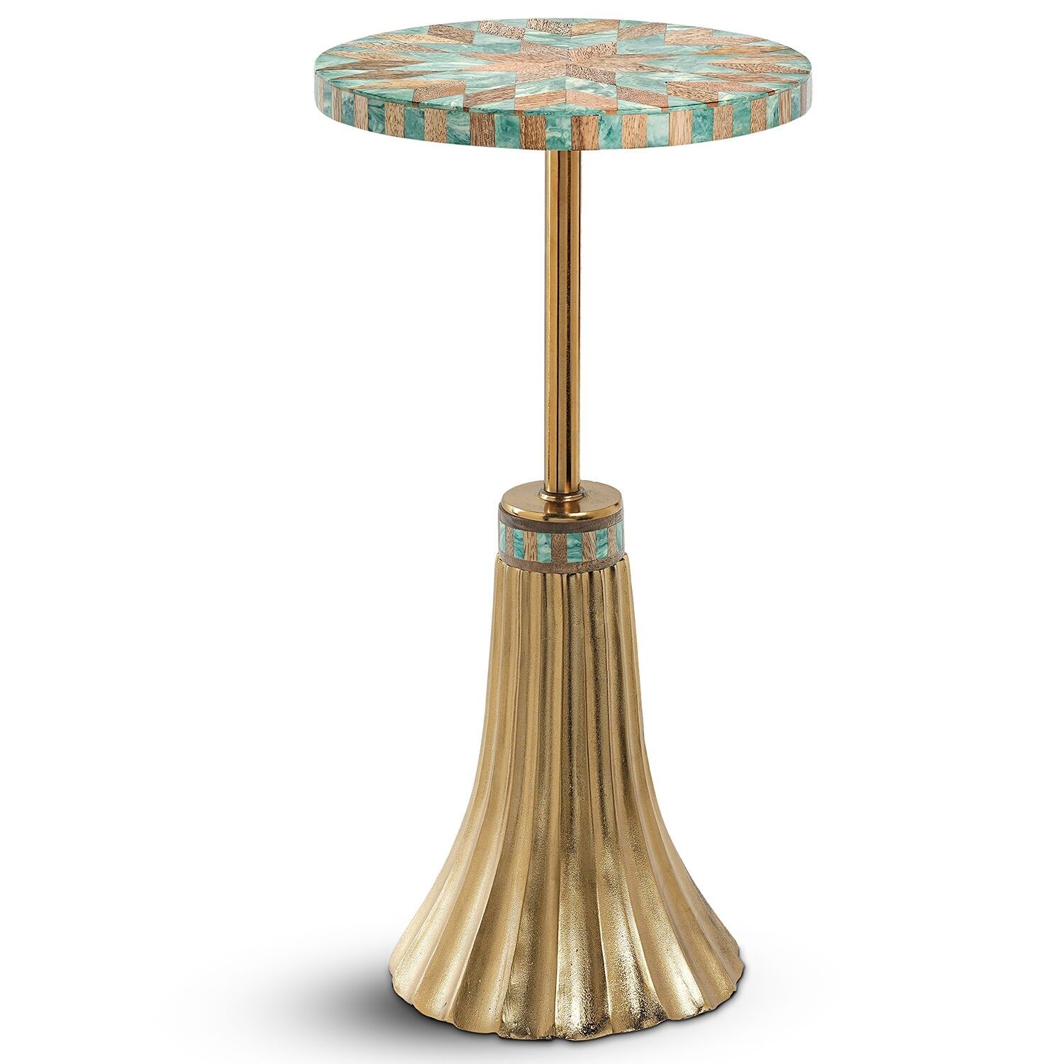 Beistelltisch aus Holz mit goldfarbenem Metallgestell, 25 x 51 cm, ST39568