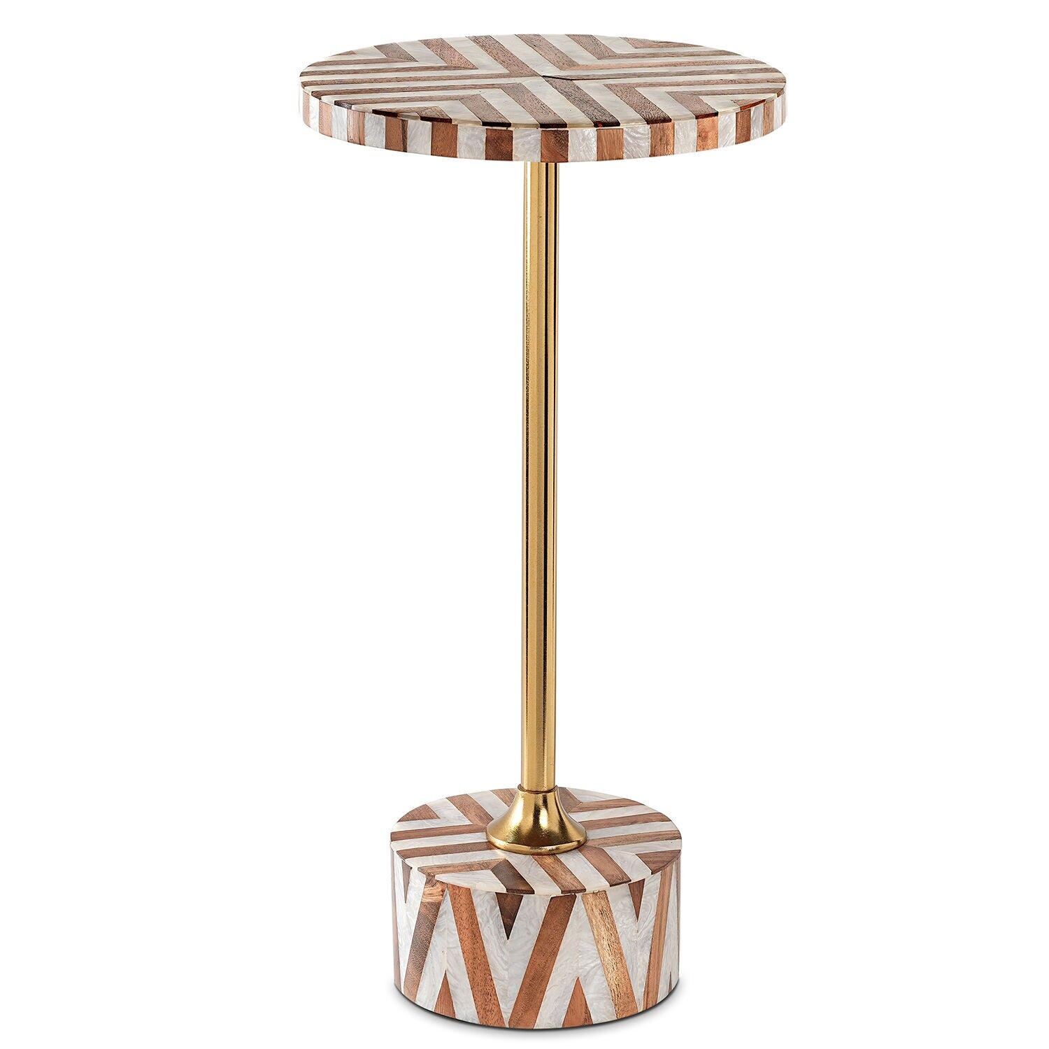 Beistelltisch aus Holz mit goldfarbenem Metallgestell, 25 x 50 cm ST39570