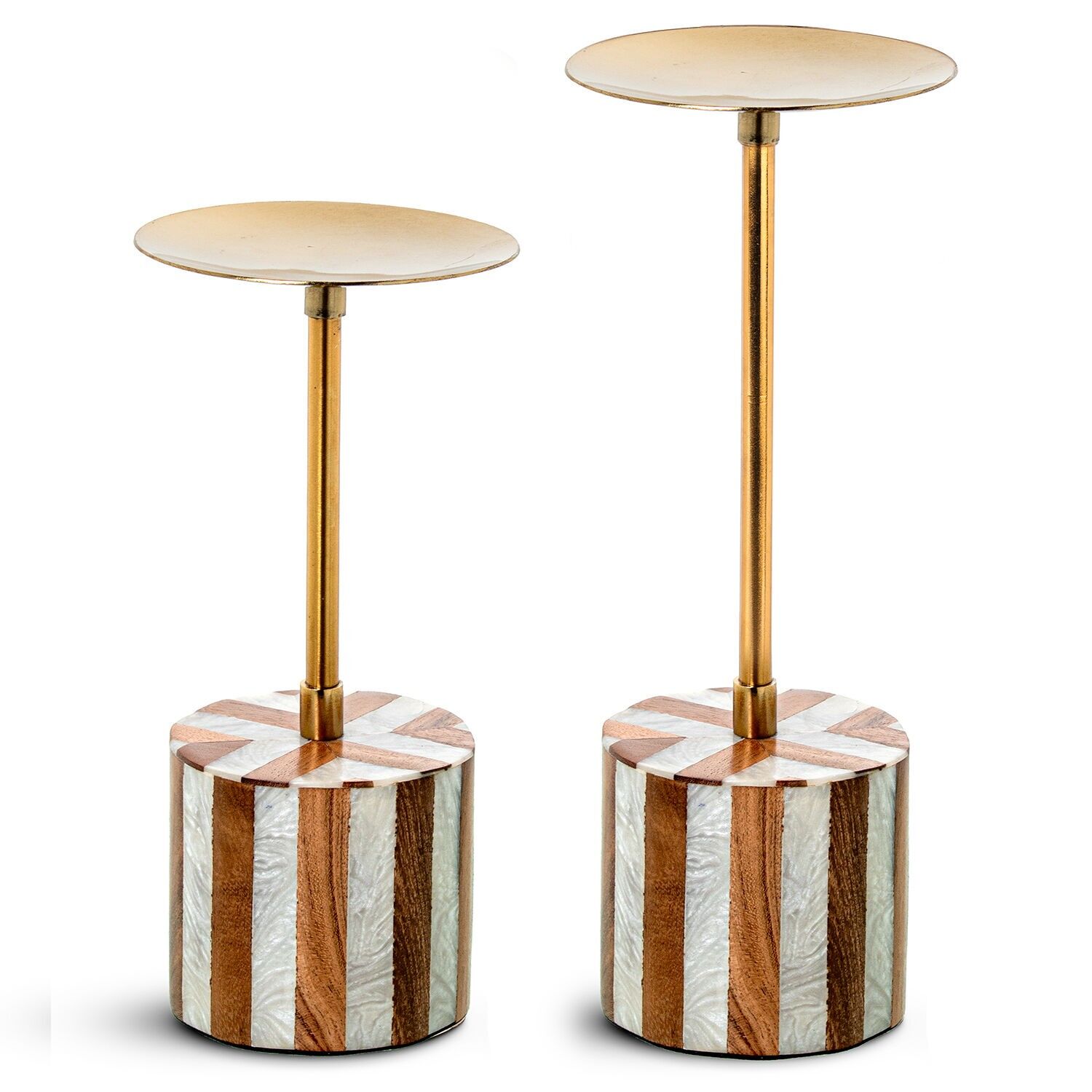 Set aus 2 Metall-Kerzenhaltern, Metall 10x20 und 10x24cm ST39582