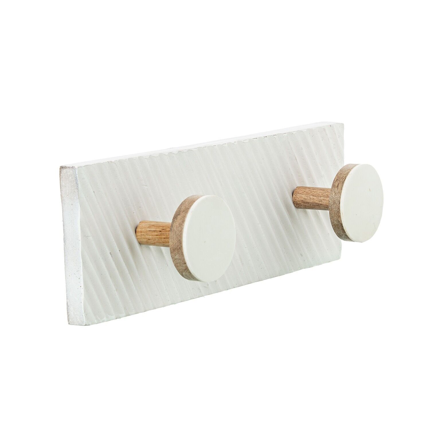 Wandgarderobe aus Mangoholz mit 2 Messinghaken, Mangoholz 28x6,5x9,5cm ST39829