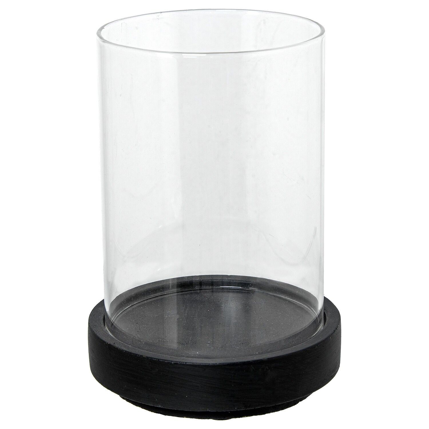 Grauer Keramik-Kerzenhalter mit Glaszylinder 13x18cm ST50609