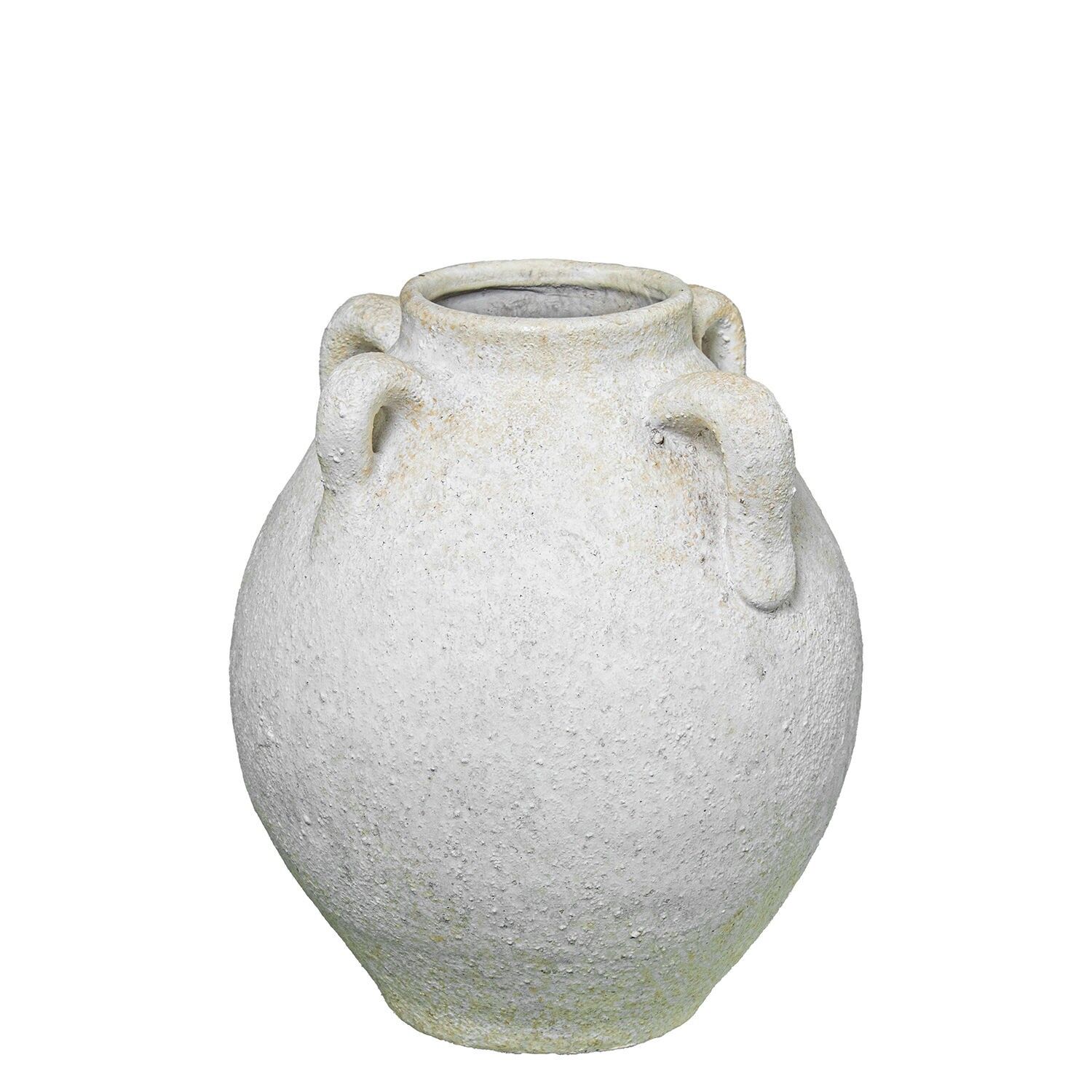 Keramikvase mit Henkeln, 24 cm, rustikal weiß, 20 x 24 cm ST50614