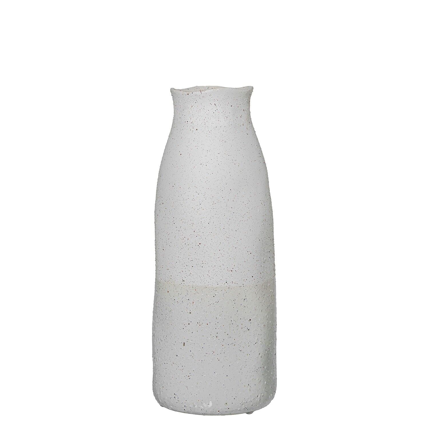 Keramikvase 40 cm weiß, cremefarben sandfarben 16x40 cm ST50622