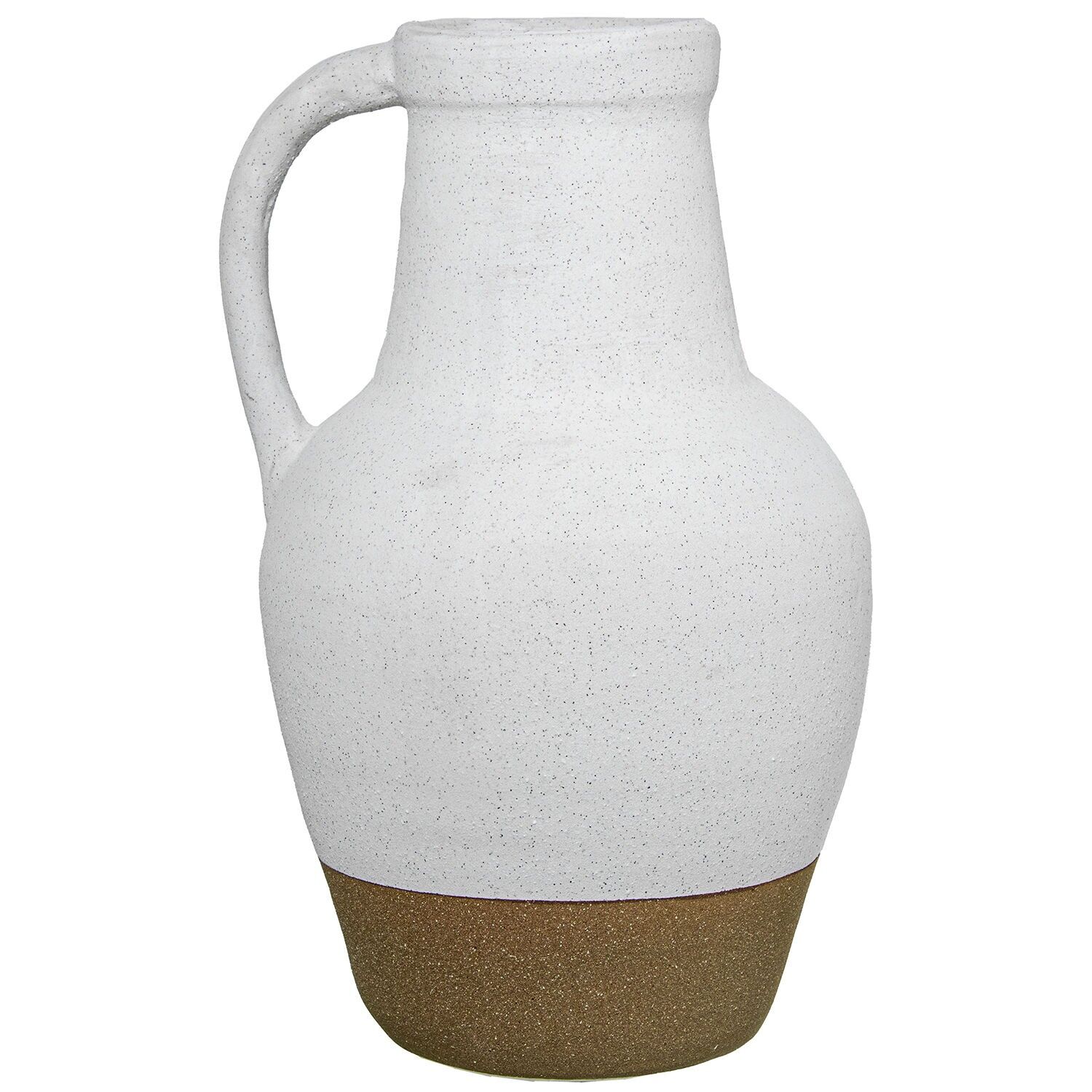 Keramikvase mit Henkel, 40 cm, weiß, erdfarben, 25 x 23 x 40 cm ST50617