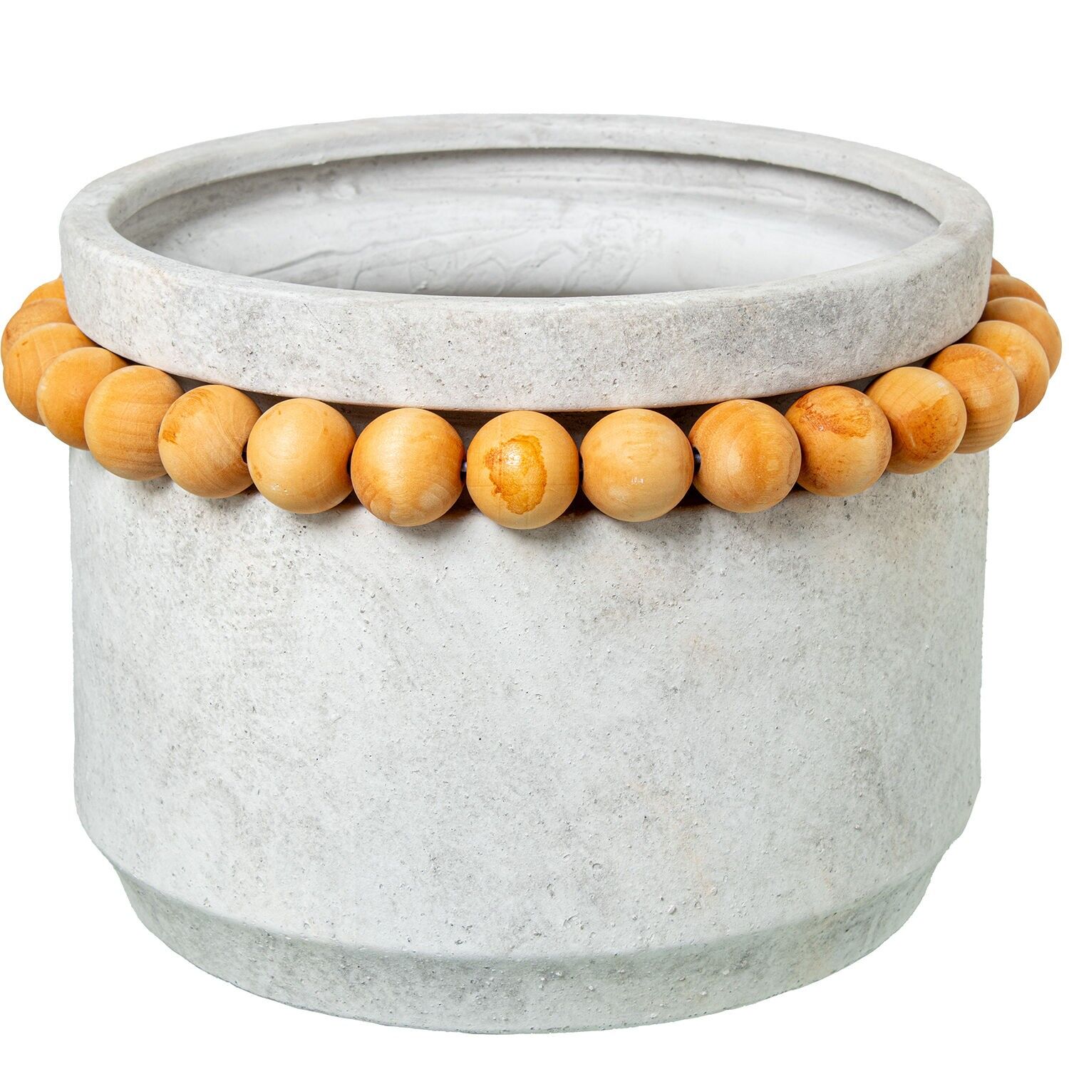 Keramik-Blumentopf ø30cm grau mit Holzperlen 30x20cm ST50623
