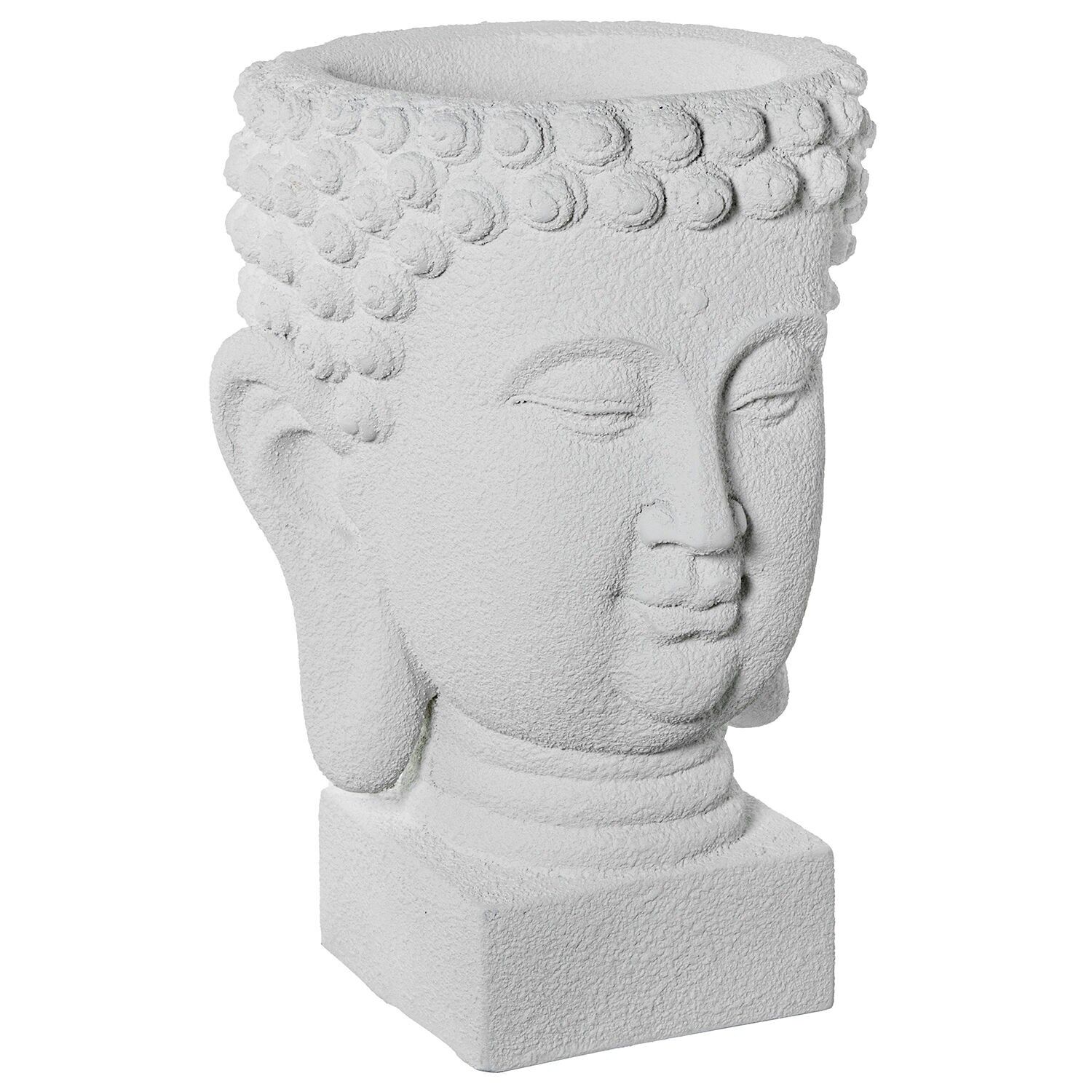 Buddha-Pflanzgefäß, weißes Harz, granuliert, 40 x 38 x 56 cm, hohl: 16, 26 x 17 cm ST50650
