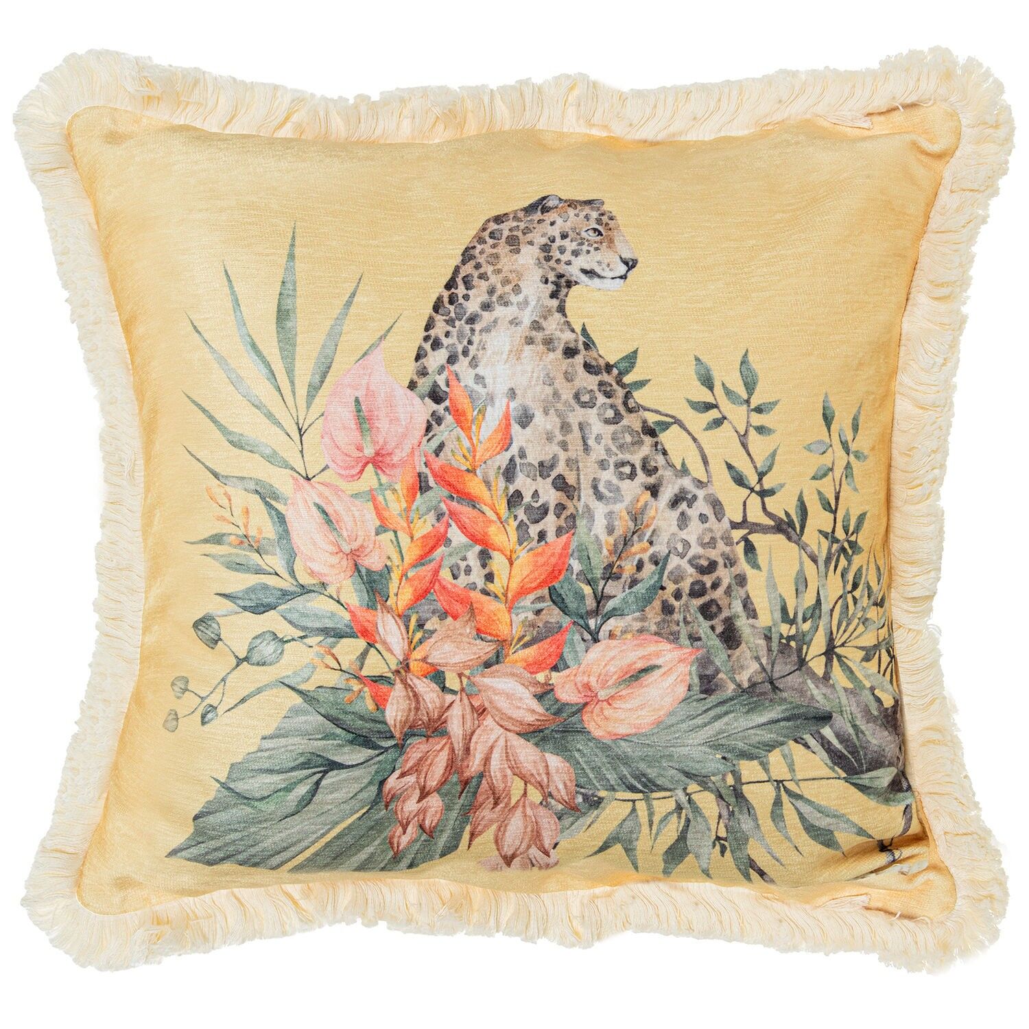 Kissen 45x45cm, hellbraunes Leopardenmuster, 100% Polyester, mit Reißverschluss ST50668