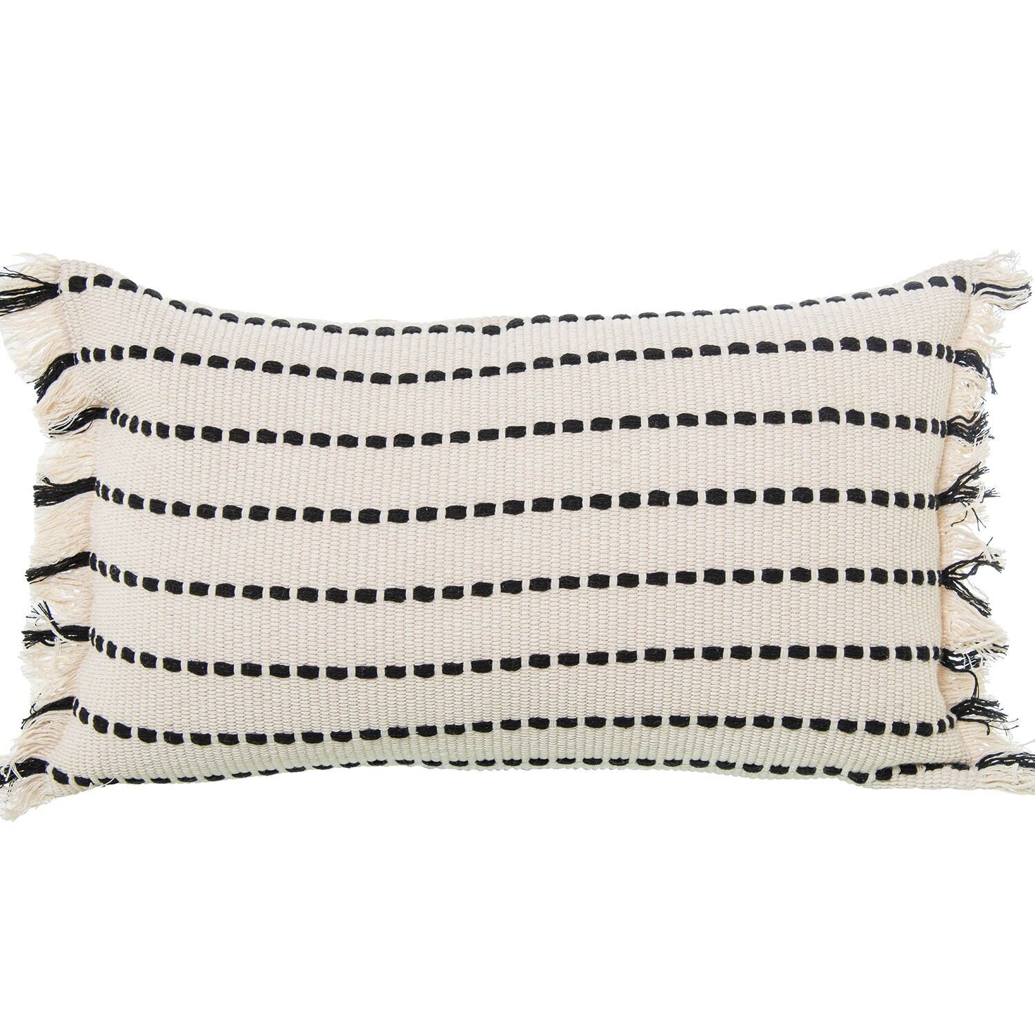 Kissen 50x30cm weiß, schwarz 100% Baumwolle 50x30cm, mit Reißverschluss ST50680