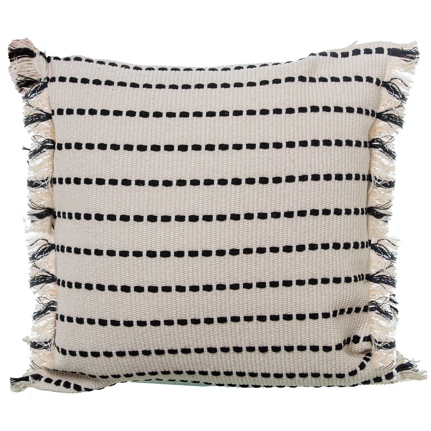 Kissen 45x45cm weiß, schwarz 100% Baumwolle 45x45cm, mit Reißverschluss ST50679