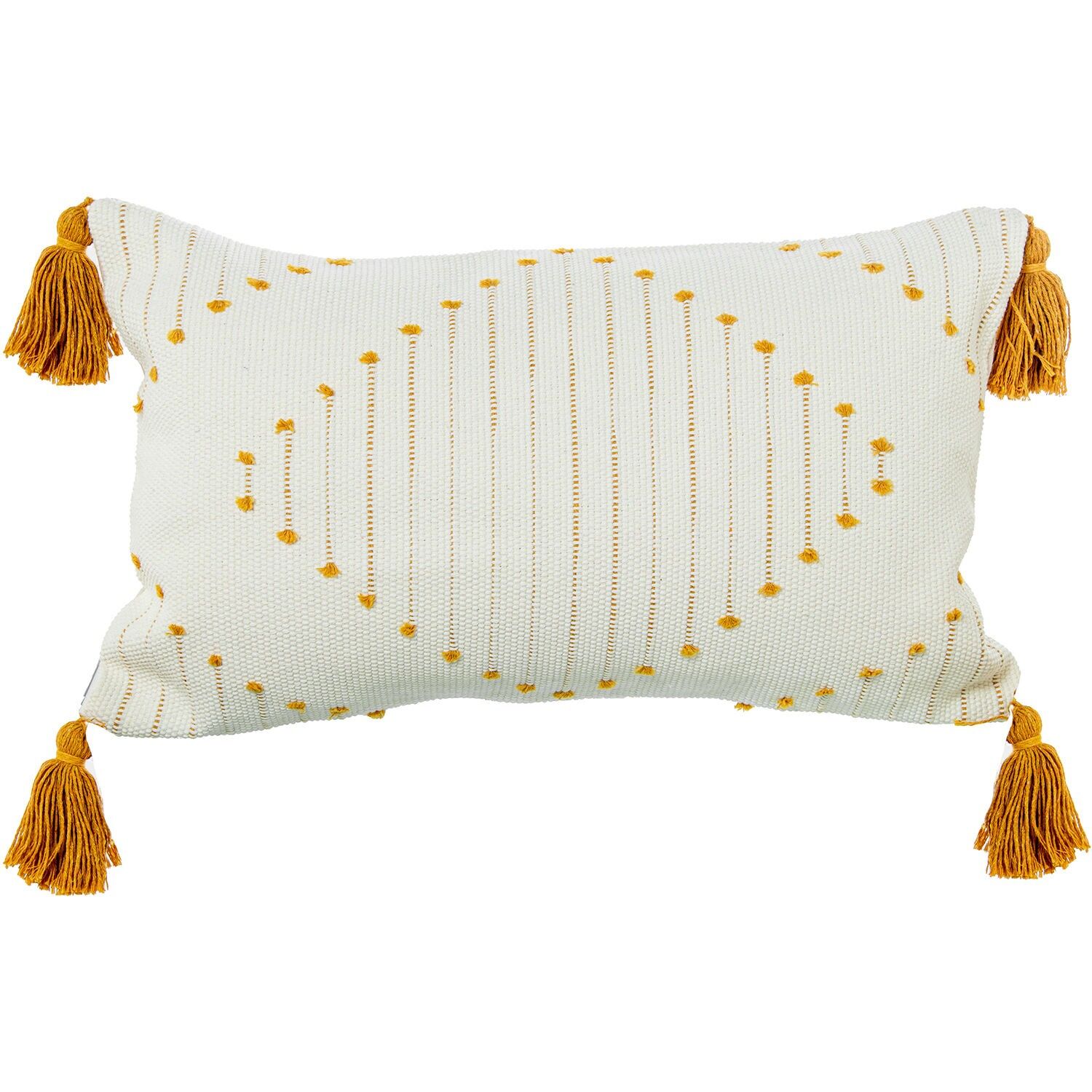 Kissen 50x30cm creme, gelb 100% Baumwolle mit Quasten 50x30cm, mit Reißverschluss ST50686