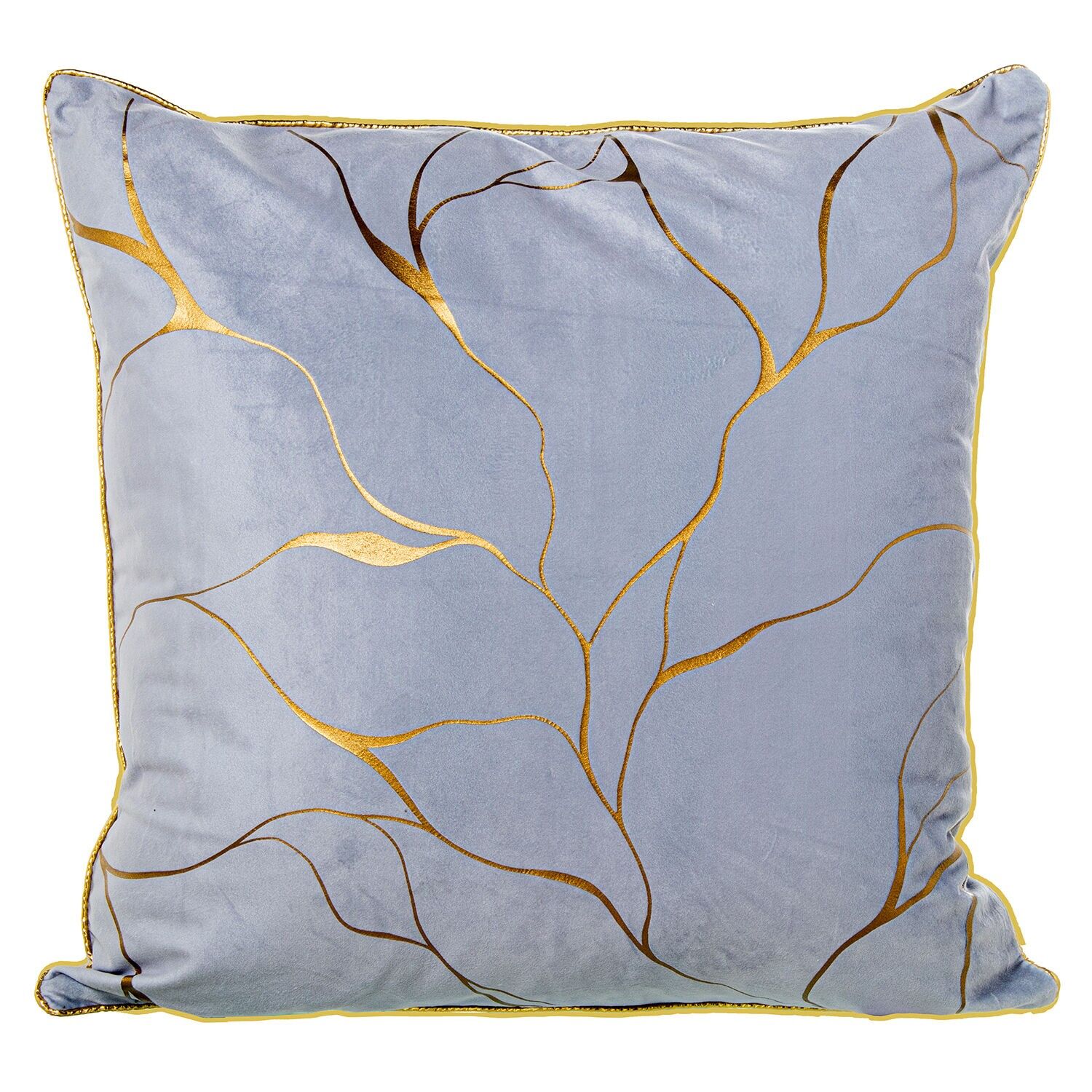 Kissen 45x45cm grauer Samt, goldfarbenes 100% Polyester 45x45cm, mit Reißverschluss ST50690