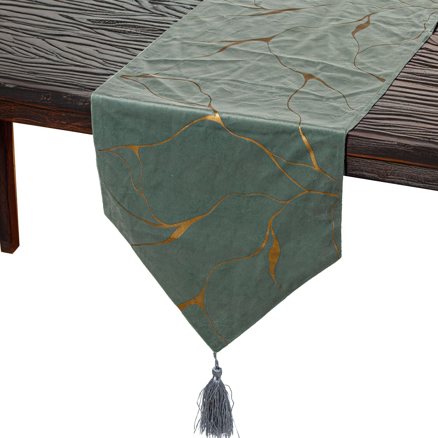 Tischläufer 30x180cm grün, gold 100% Polyester 30x180cm ST50695