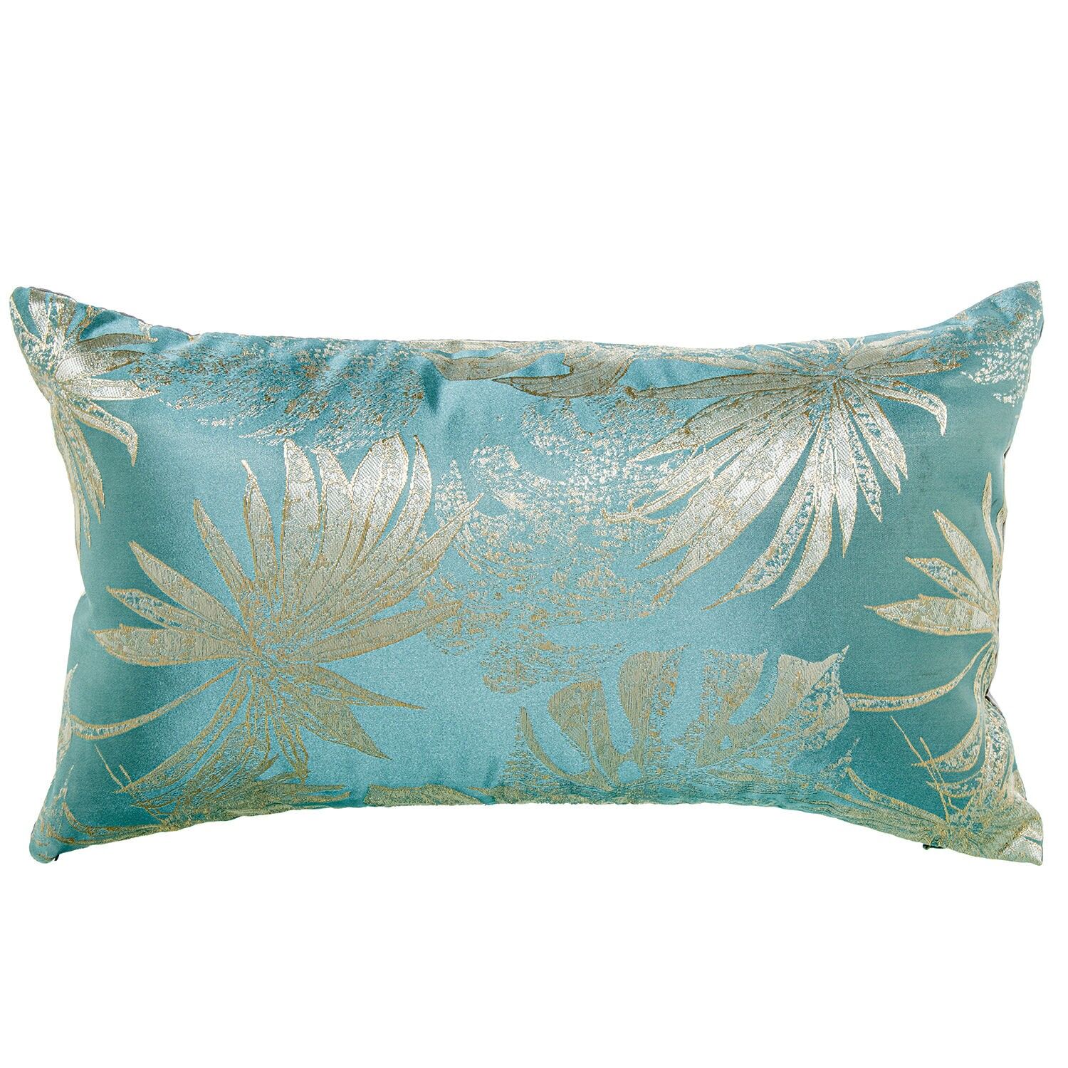 Kissen 50x30cm blau 100% Polyester Blattdekor 50x30cm, mit Reißverschluss ST50730