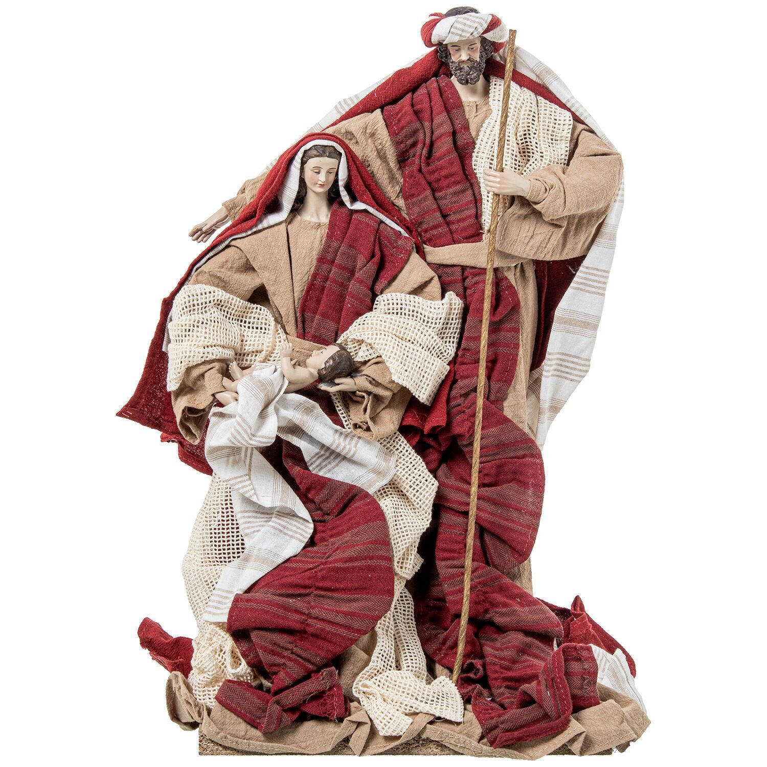 Figur aus Kunstharz, Stoffmotiv Heilige Familie, 43 cm x 43 cm ST50749