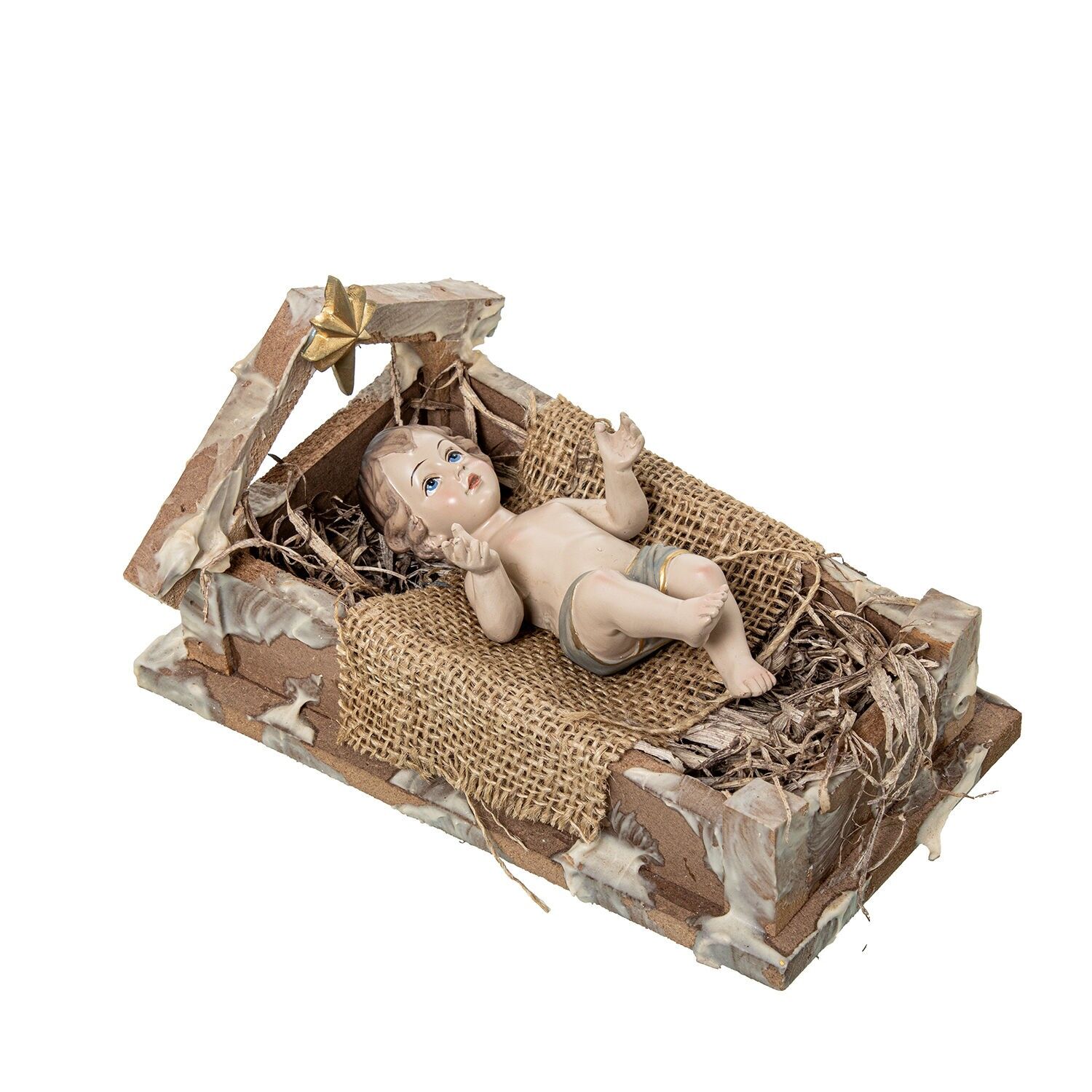 Kunstharzfigur Baby Jesus in der Krippe 21 cm 21 cm ST50758