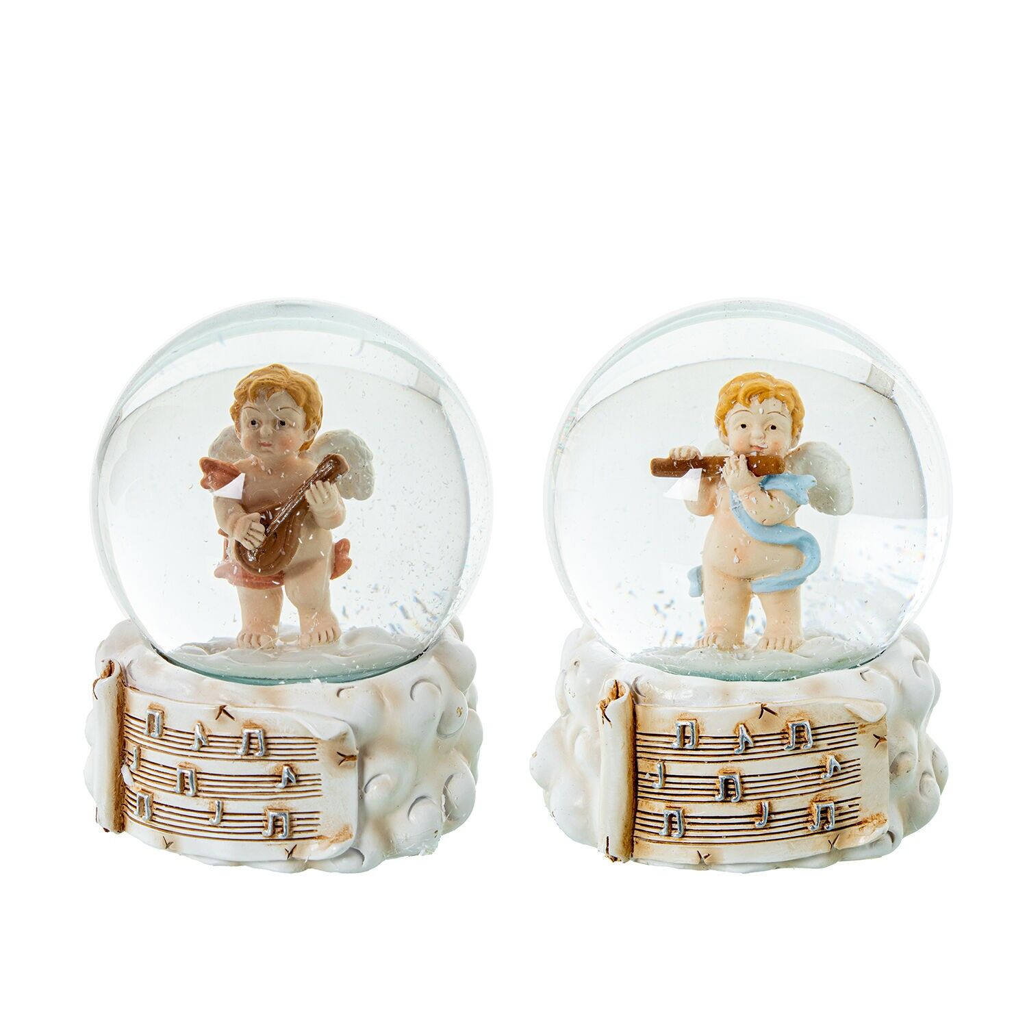 Schneekugel mit Engelsfigur, Kunstharz, 7x9cm, ST50760