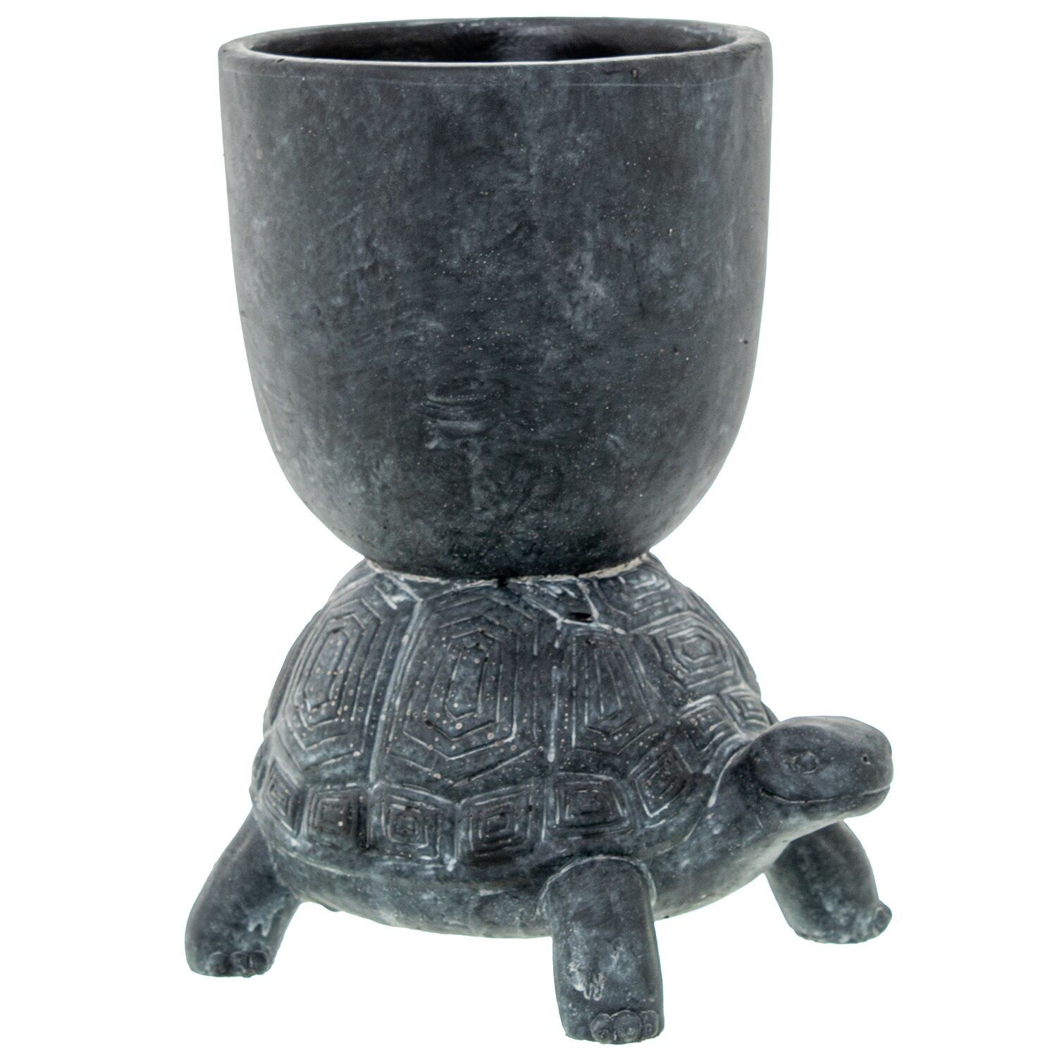 Schwarzer Keramik-Schildkröten-Pflanztopf 19x14x24cm ST50774