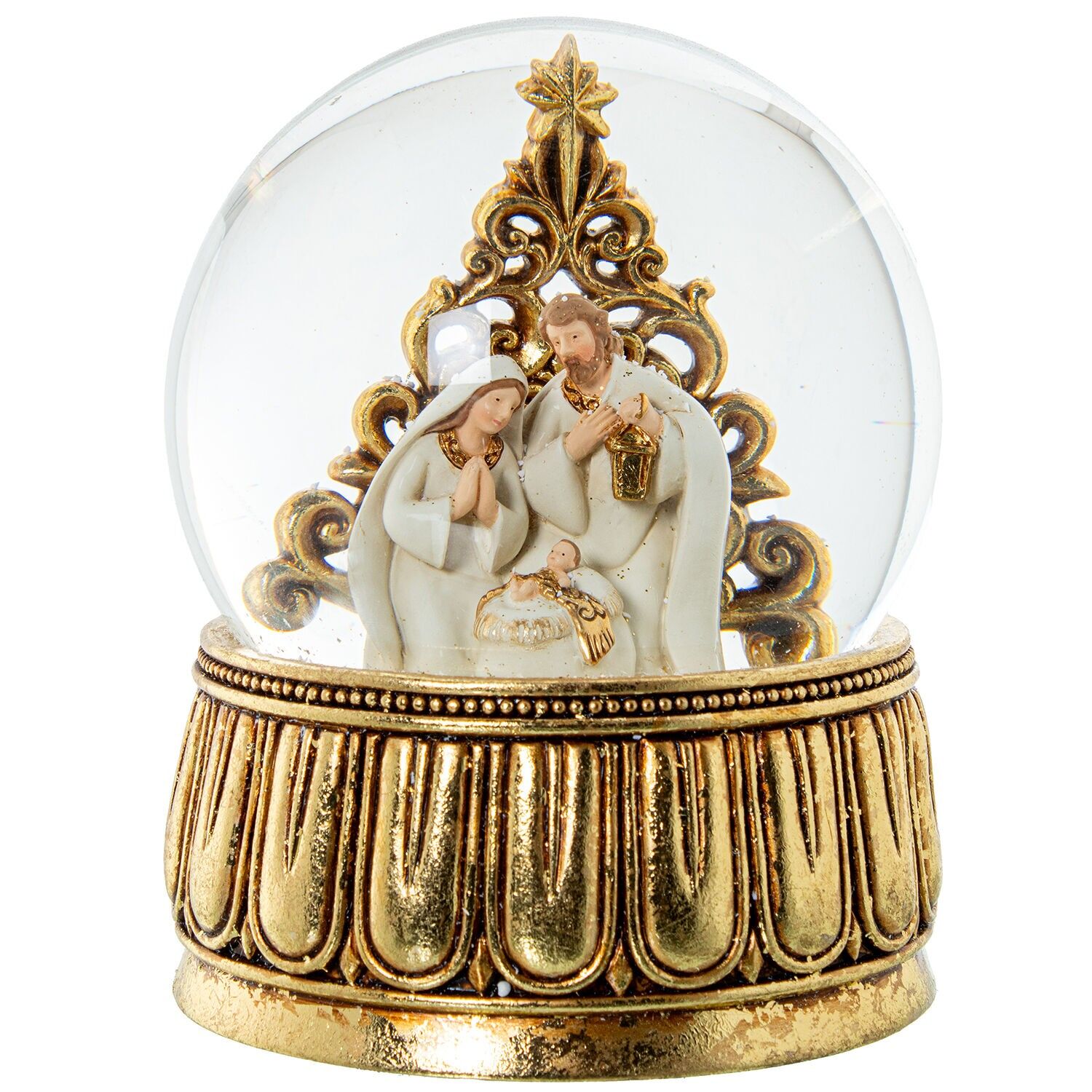 Musikalische Weihnachtsschneekugel mit Harzfigur, 15 x 20 cm, Aufziehmechanismus ST50769