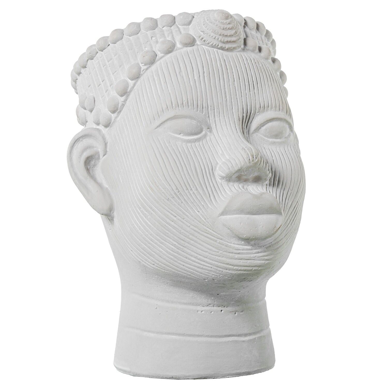 Weißer Keramikblumentopf mit afrikanischem Gesicht, 22 x 19 x 26 cm ST50785