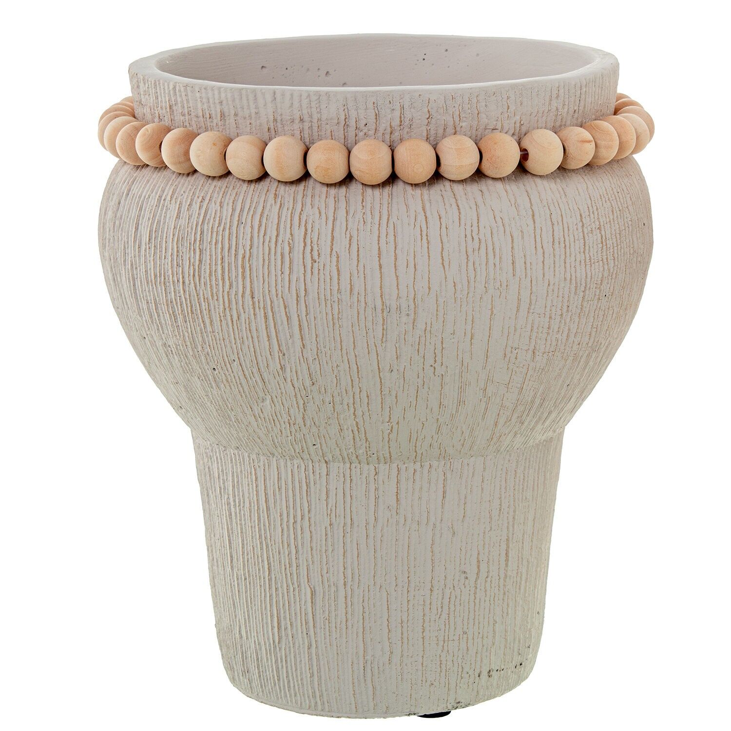 Weißer Keramikblumentopf mit Holzkugeln 21x24cm ST50791