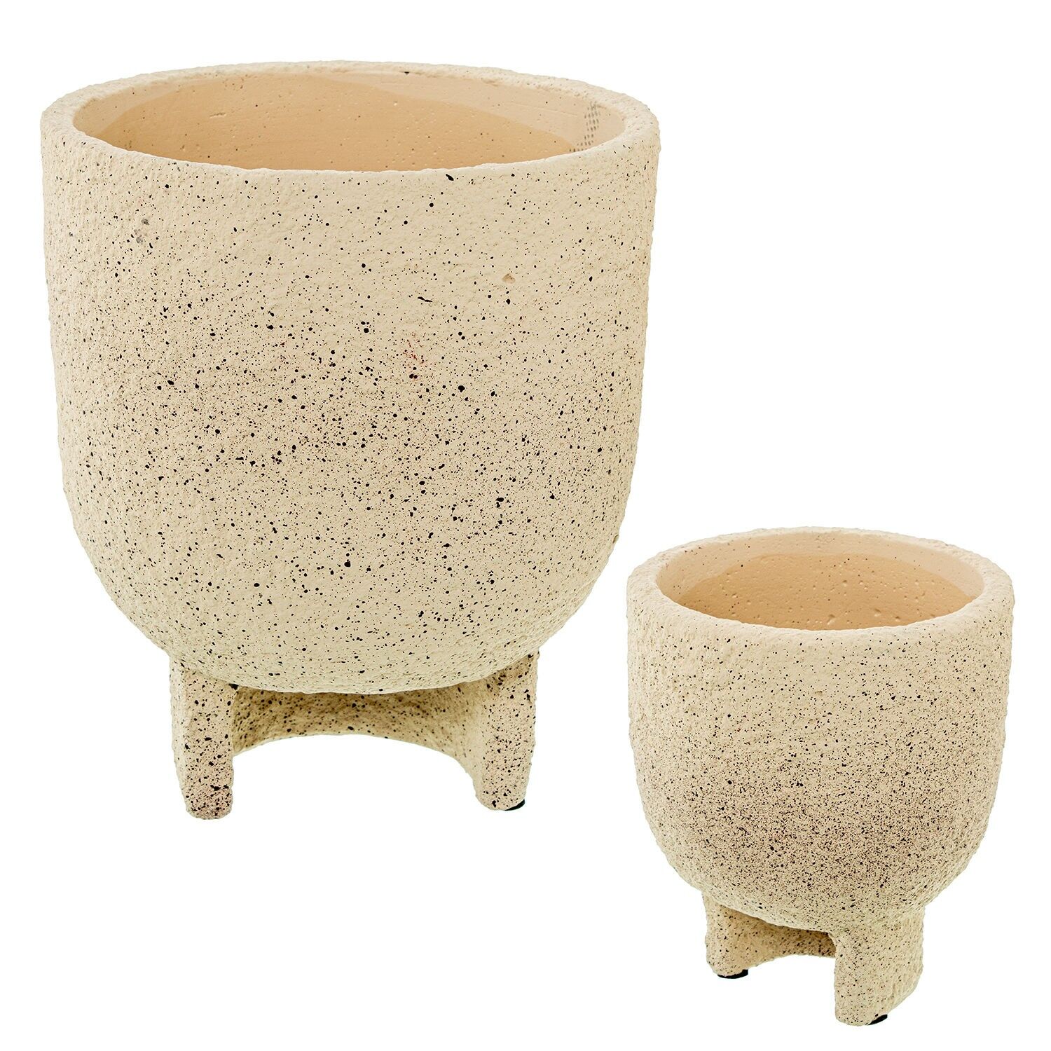 Set mit 2 cremefarbenen Keramik-Blumentöpfen, 17x20cm und 11x13cm ST50795