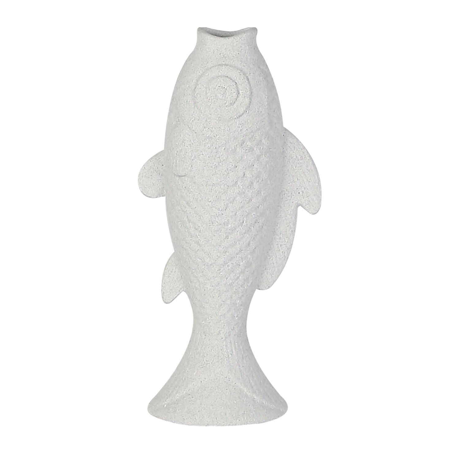 Weiße Keramikvase, Fischform, 15x9x30cm ST50810