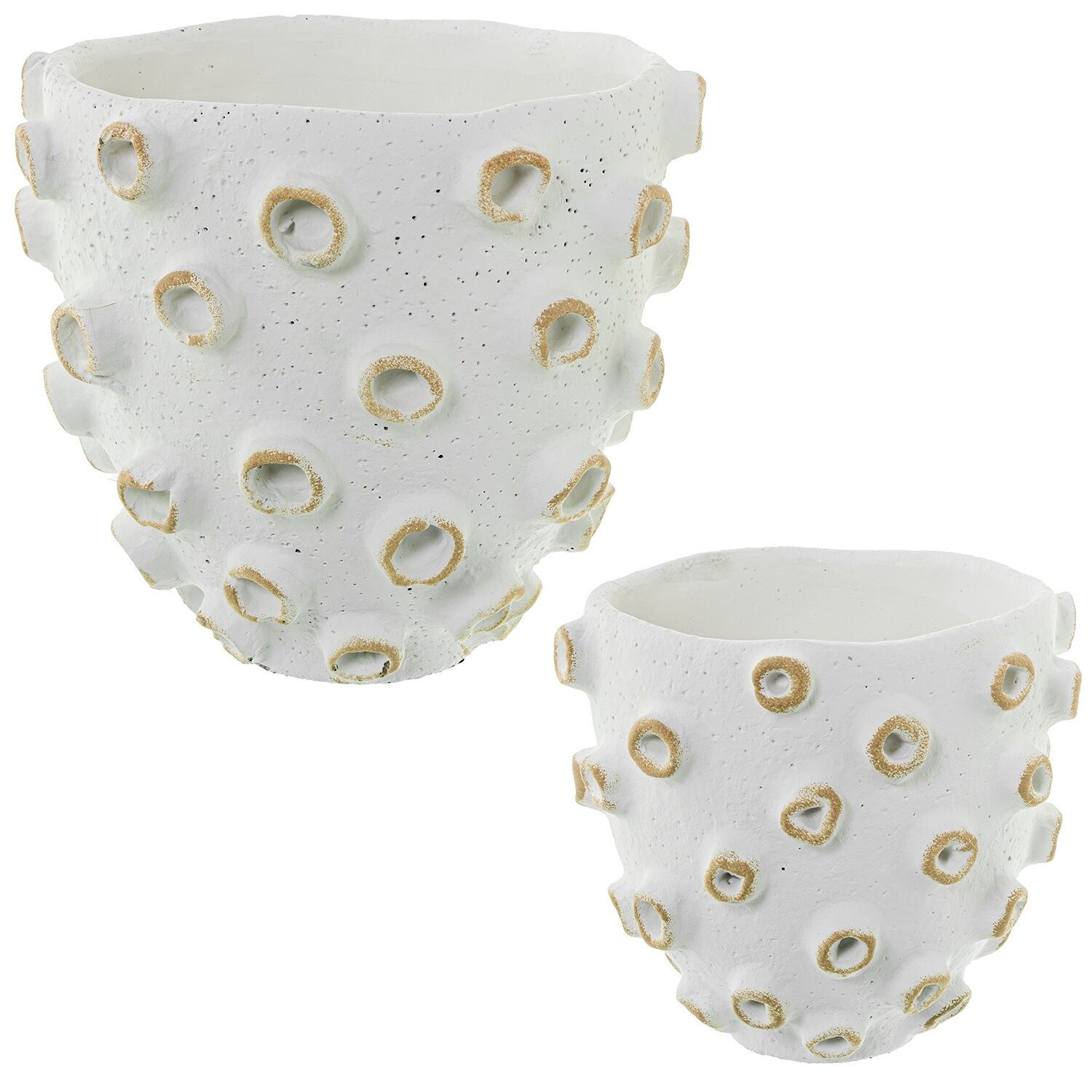 Set mit 2 weißen Keramik-Blumentöpfen, 25x23 und 19x18 cm, ST50809