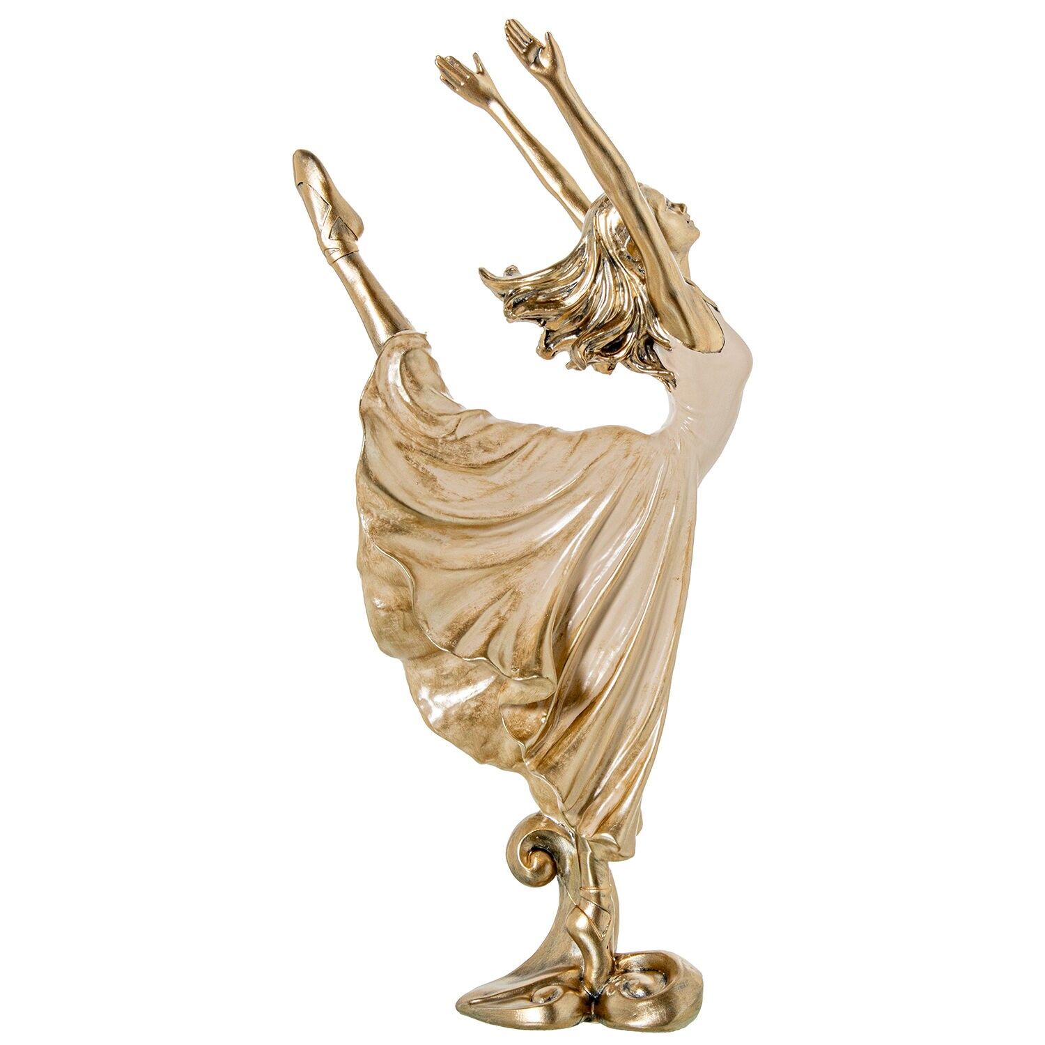 Goldene Ballerina-Figur aus Kunstharz, 19 x 9 x 45 cm, ST50818
