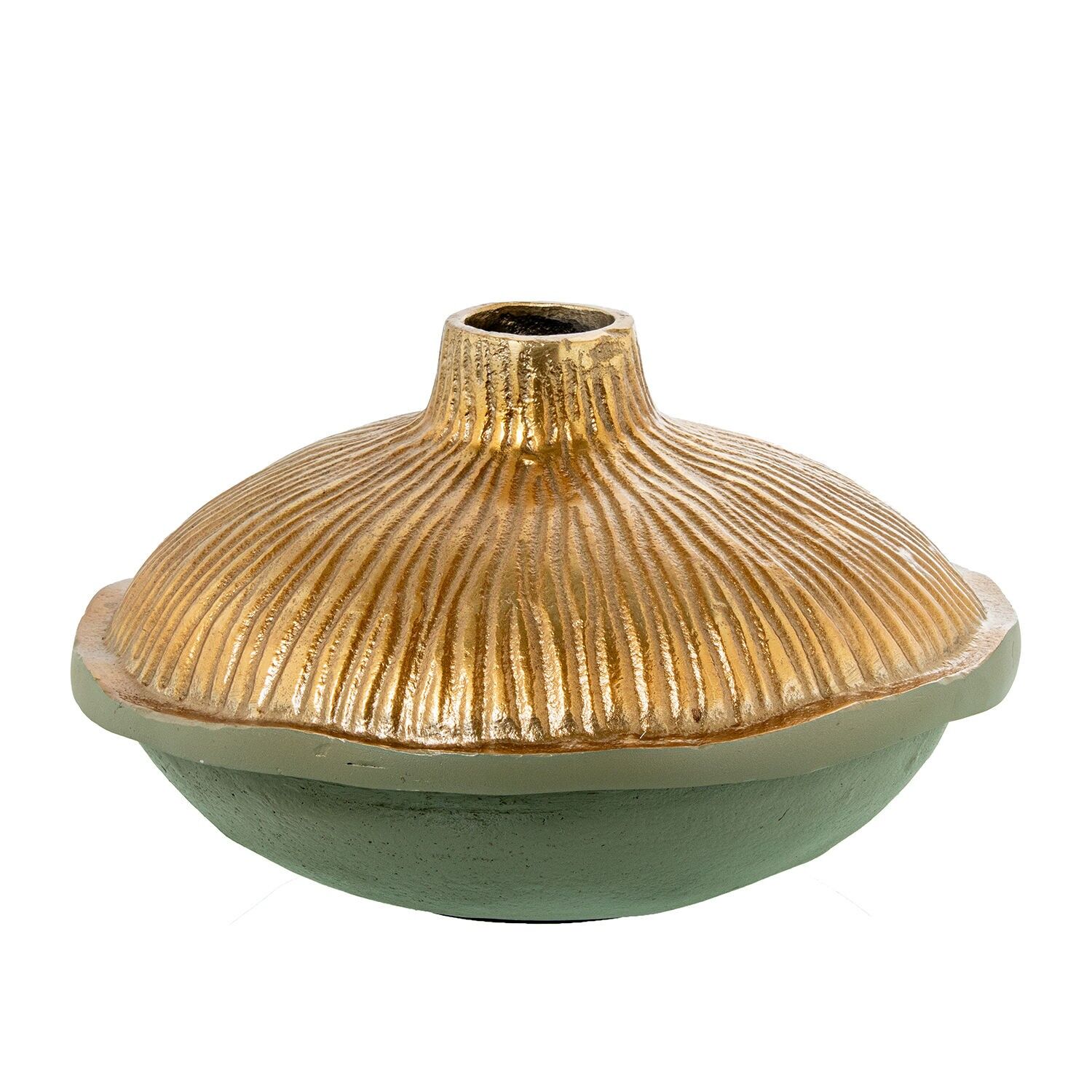 Aluminiumvase 15 cm, gold, grün 25 x 15 cm ST53071