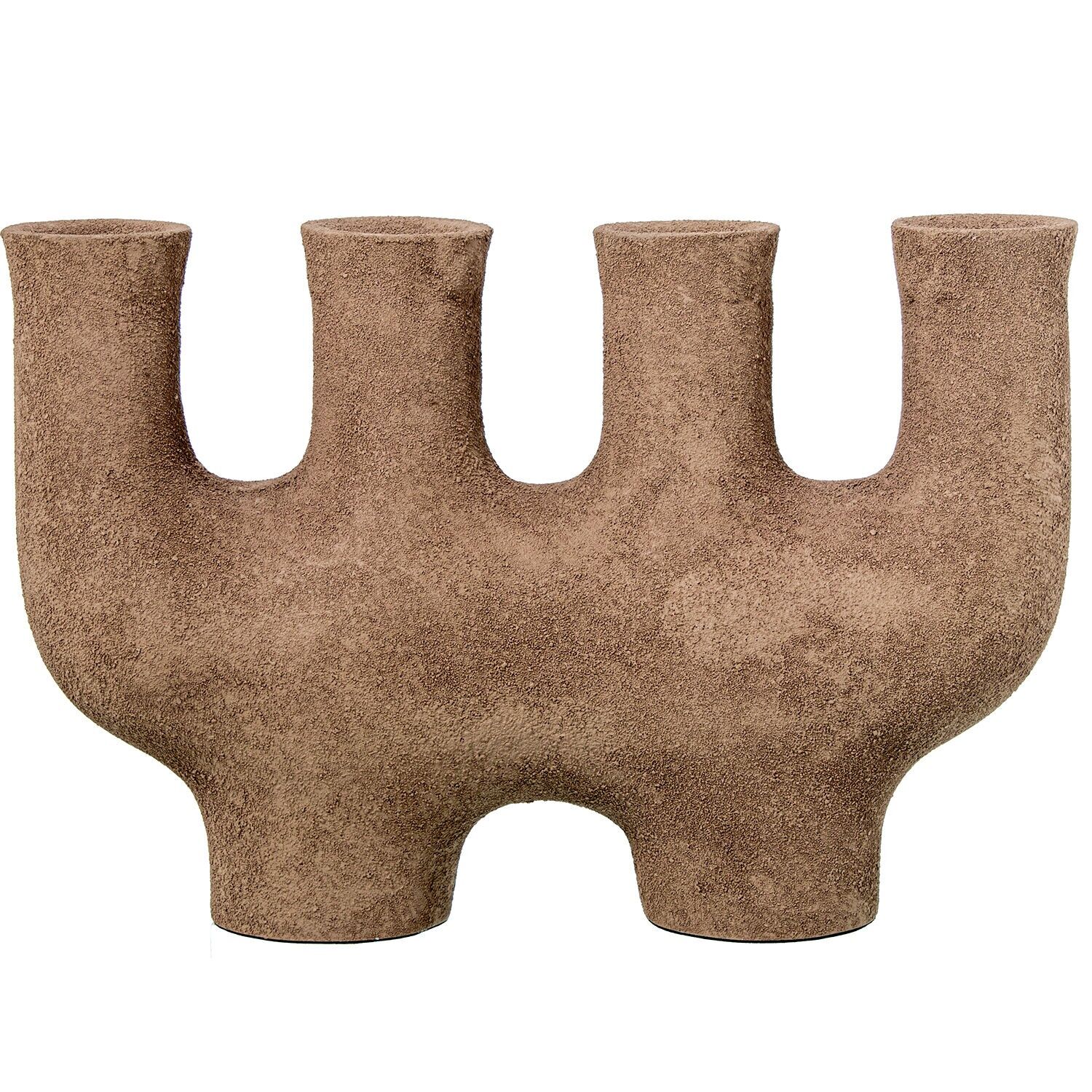 Kandelaber, 4-armig, raues braunes Aluminium, 31 x 9 x 20 cm, für 2-cm-Kerzen, ST53093