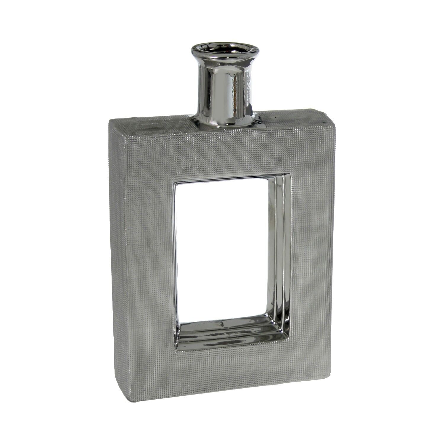 Silberne Keramikvase 18,5 x 6 x 30 cm ST54382