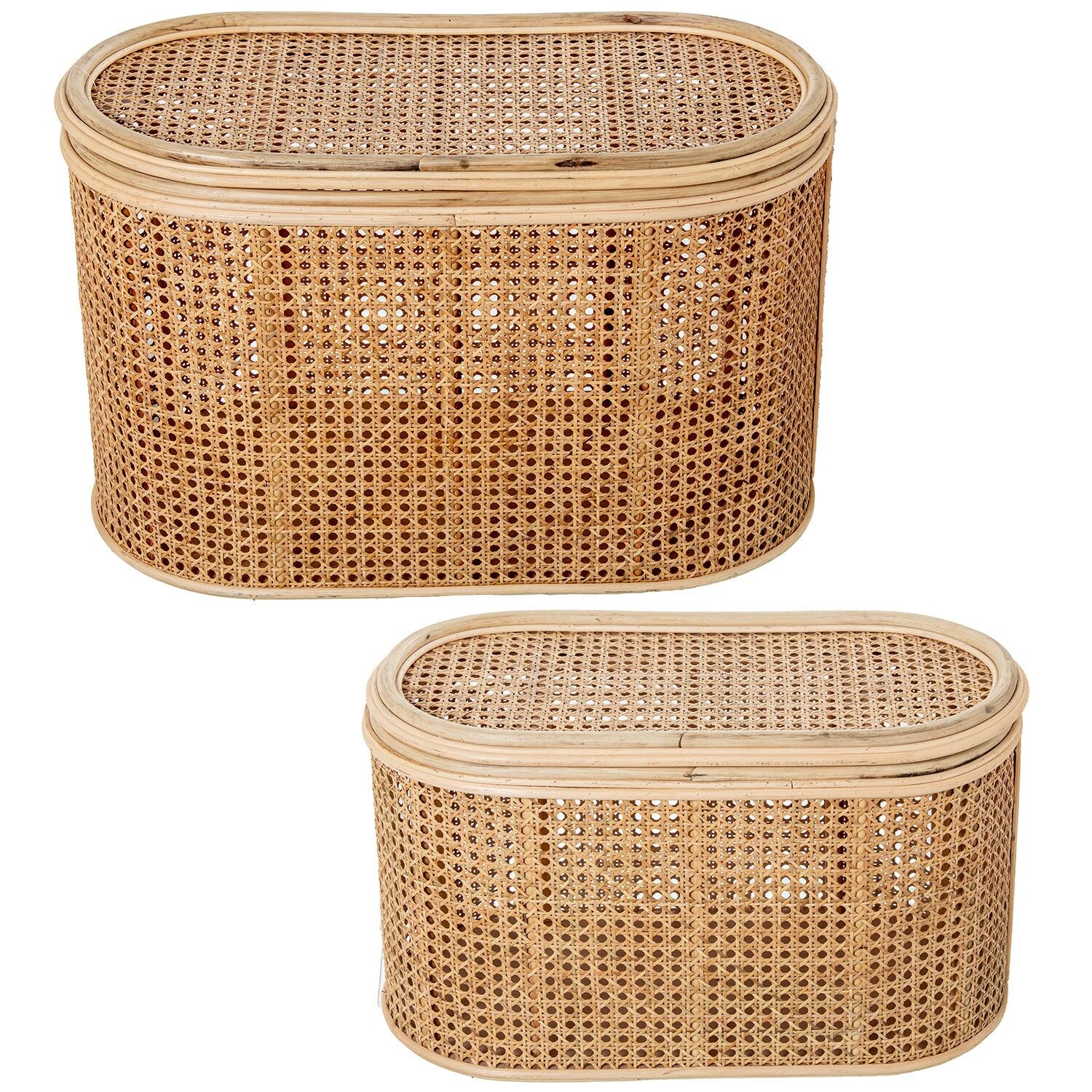 Set aus 2 Aufbewahrungsboxen aus Naturrattan, 52x25x30 und 60x30x38cm ST53229