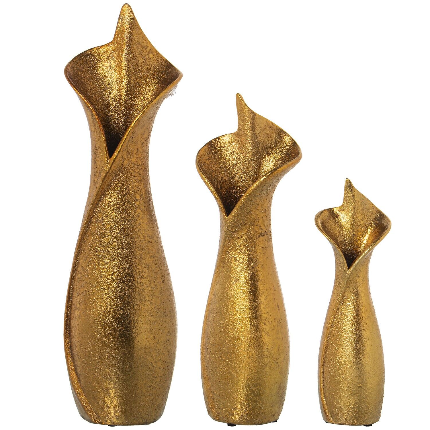 Set aus 3 goldenen Keramikvasen 14x11x48, 12x9x38 und 9x8x28cm ST60939