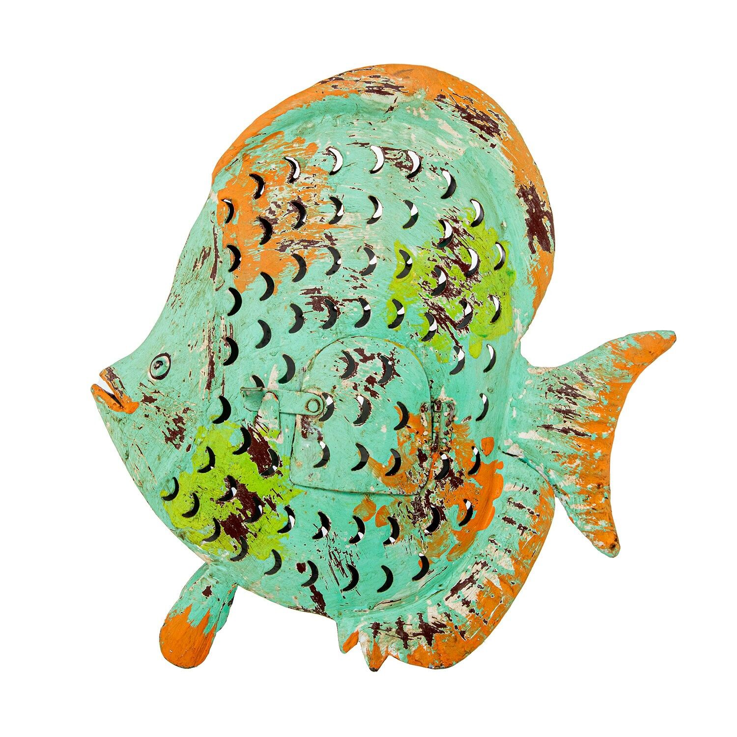 Kerzenhalterfigur in Fischform aus Eisen, 31 x 9 x 32 cm, ST61321
