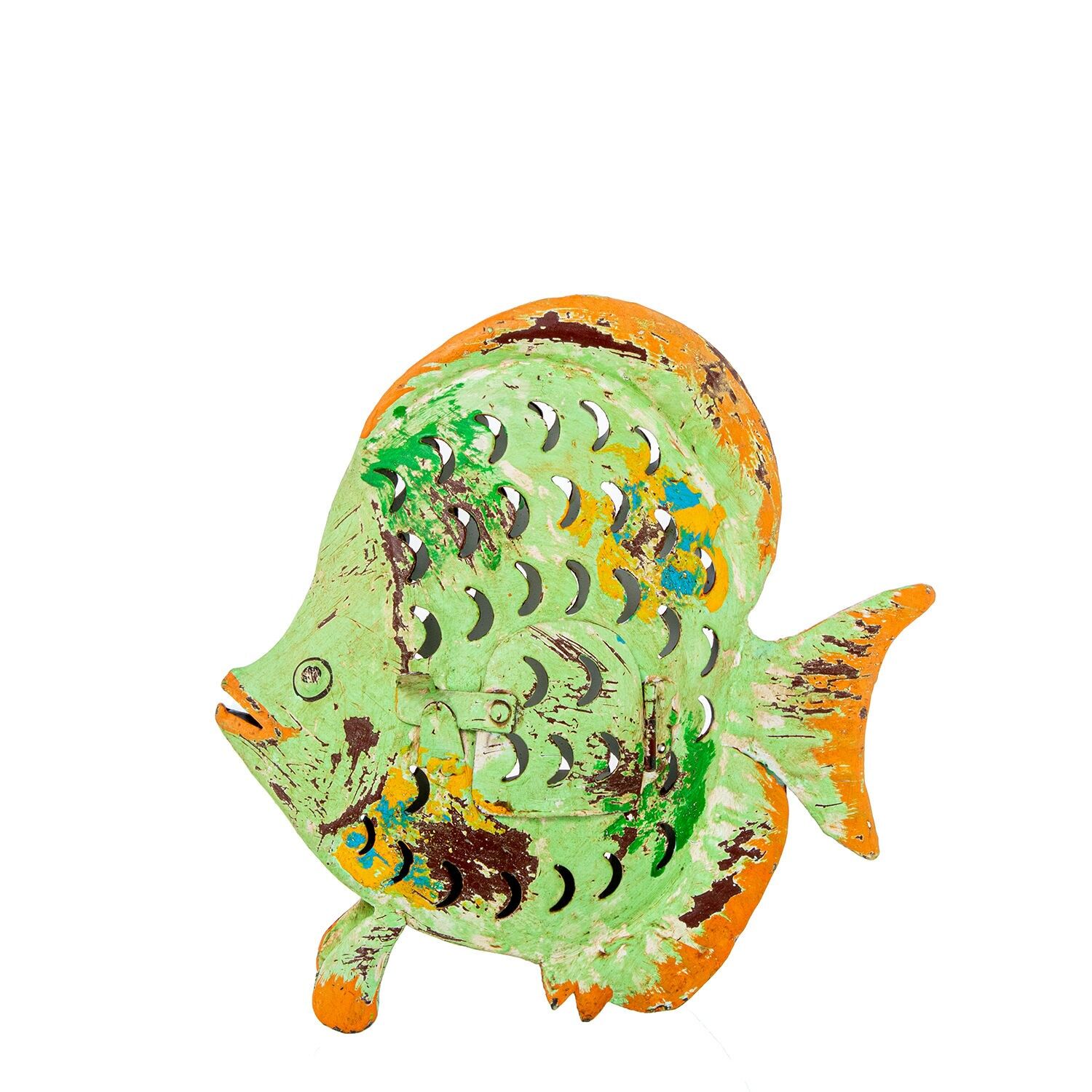 Kerzenhalterfigur in Fischform aus Eisen, 22 x 6 x 22 cm, ST61320