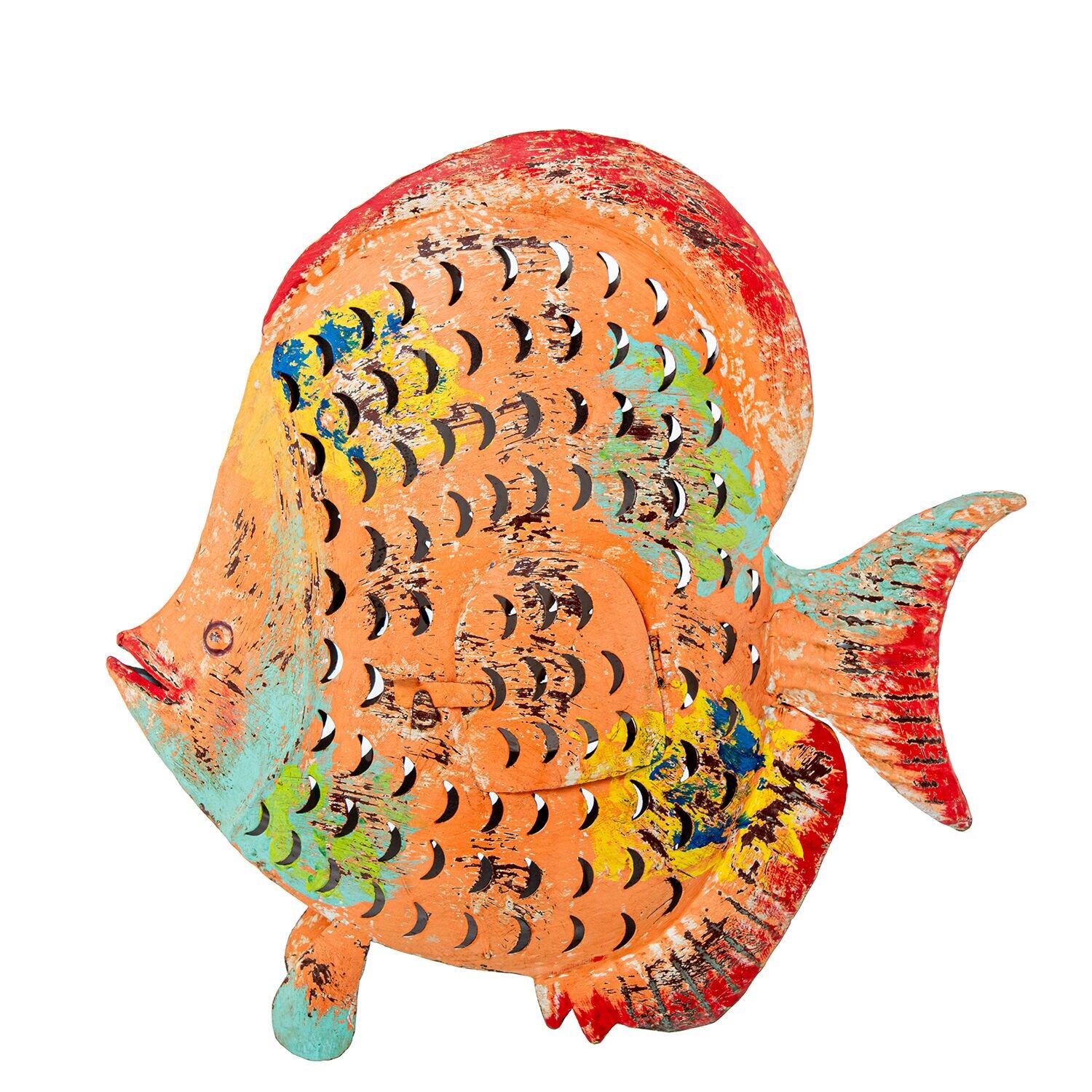 Kerzenhalterfigur in Fischform aus Eisen, 49 x 13 x 50 cm, ST61322