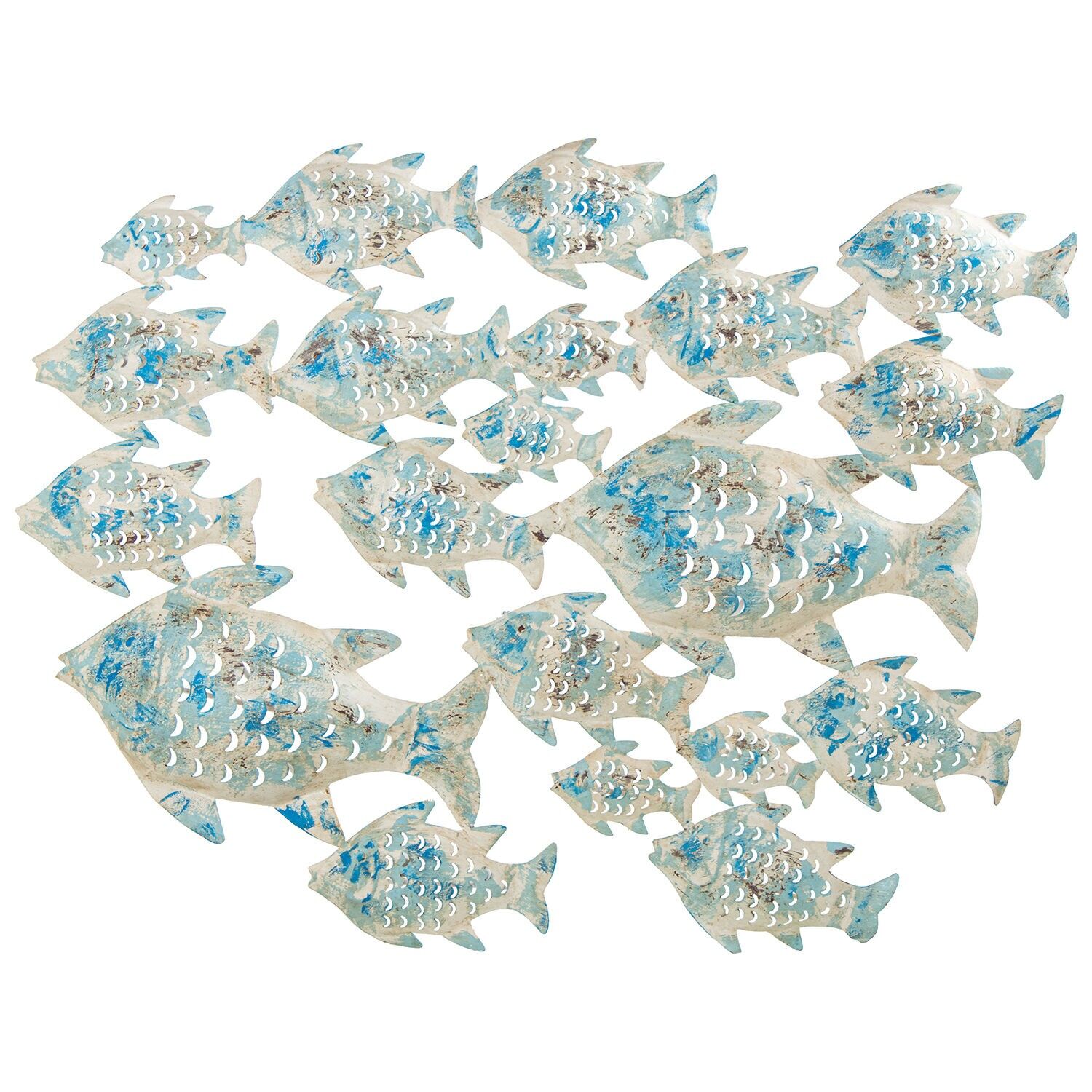 Aplique pared banco de peces hierro 109x10x88cm ST61337