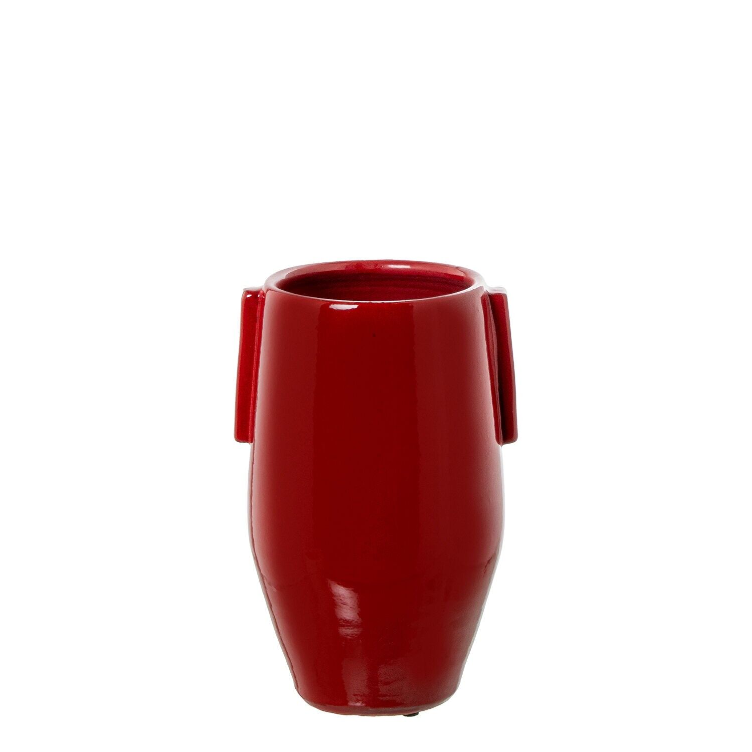Keramikvase 25 cm, glänzend rot, 16 x 25 cm, Öffnung: 12 cm, ST61394