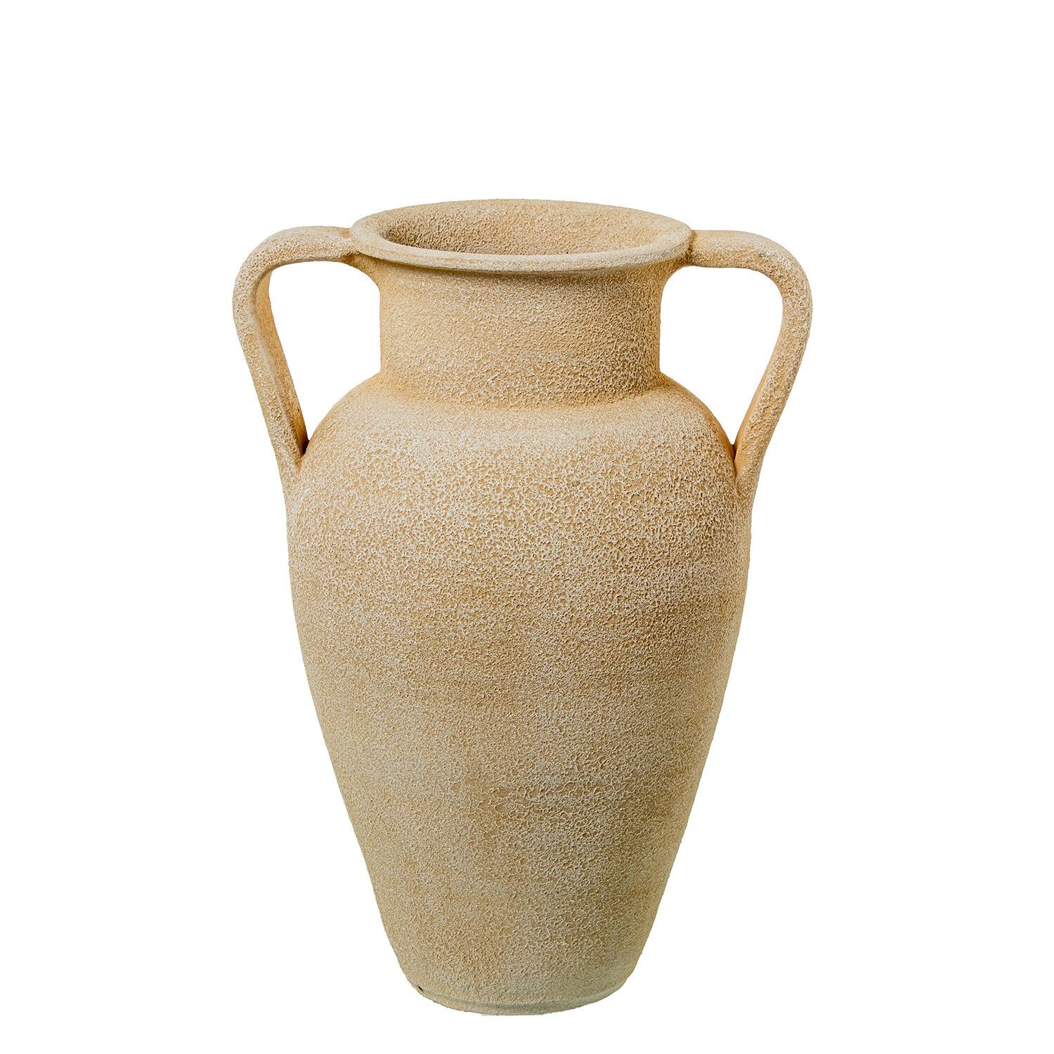 Keramikvase mit Henkeln, 40 cm, beigefarbener Sand, 28 x 40 cm ST61446