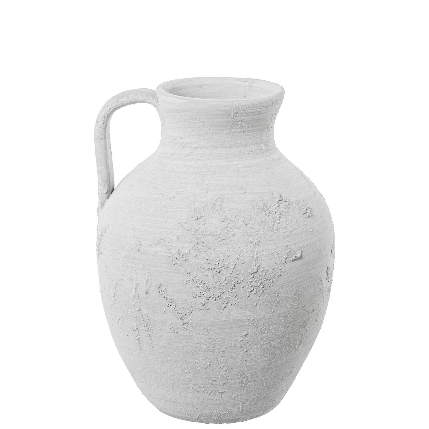 Keramikvase mit Henkel, 33 cm, weiß, rustikal grau, 22 x 22 x 33 cm, Öffnung: 11 cm ST61456