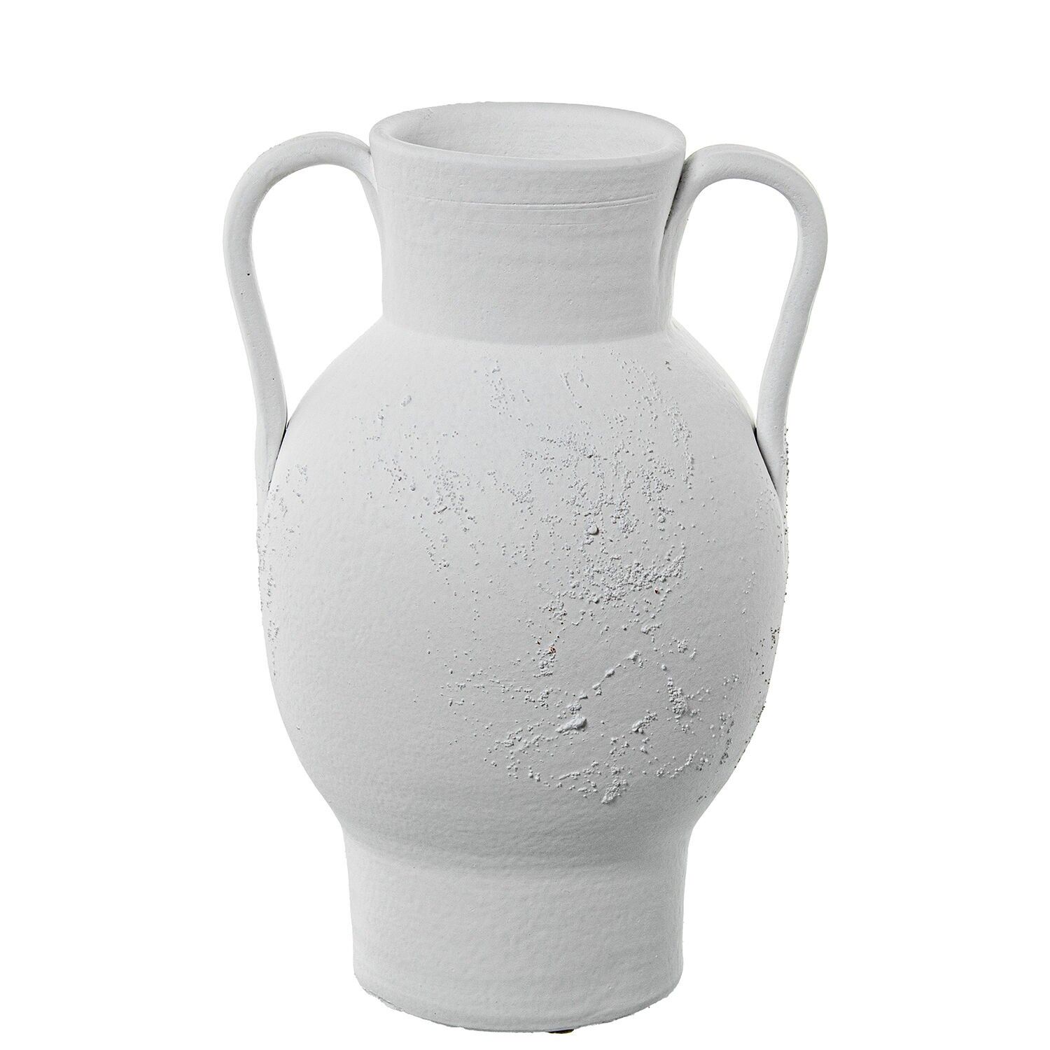 Keramikvase mit Henkeln, 30 cm, rustikal sandweiß, 19 x 30 cm, Öffnung: 9 cm ST61462