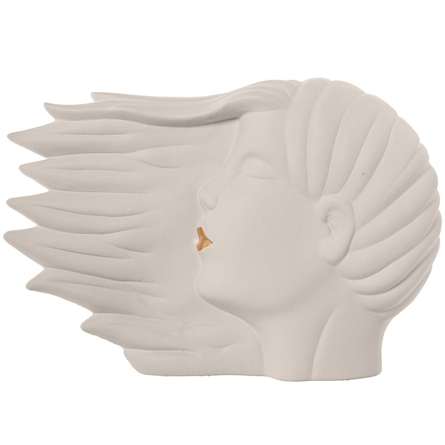 Keramikfigur, Gesichtsprofil, cremefarbenes Haar, 38 x 11 x 26 cm ST61573