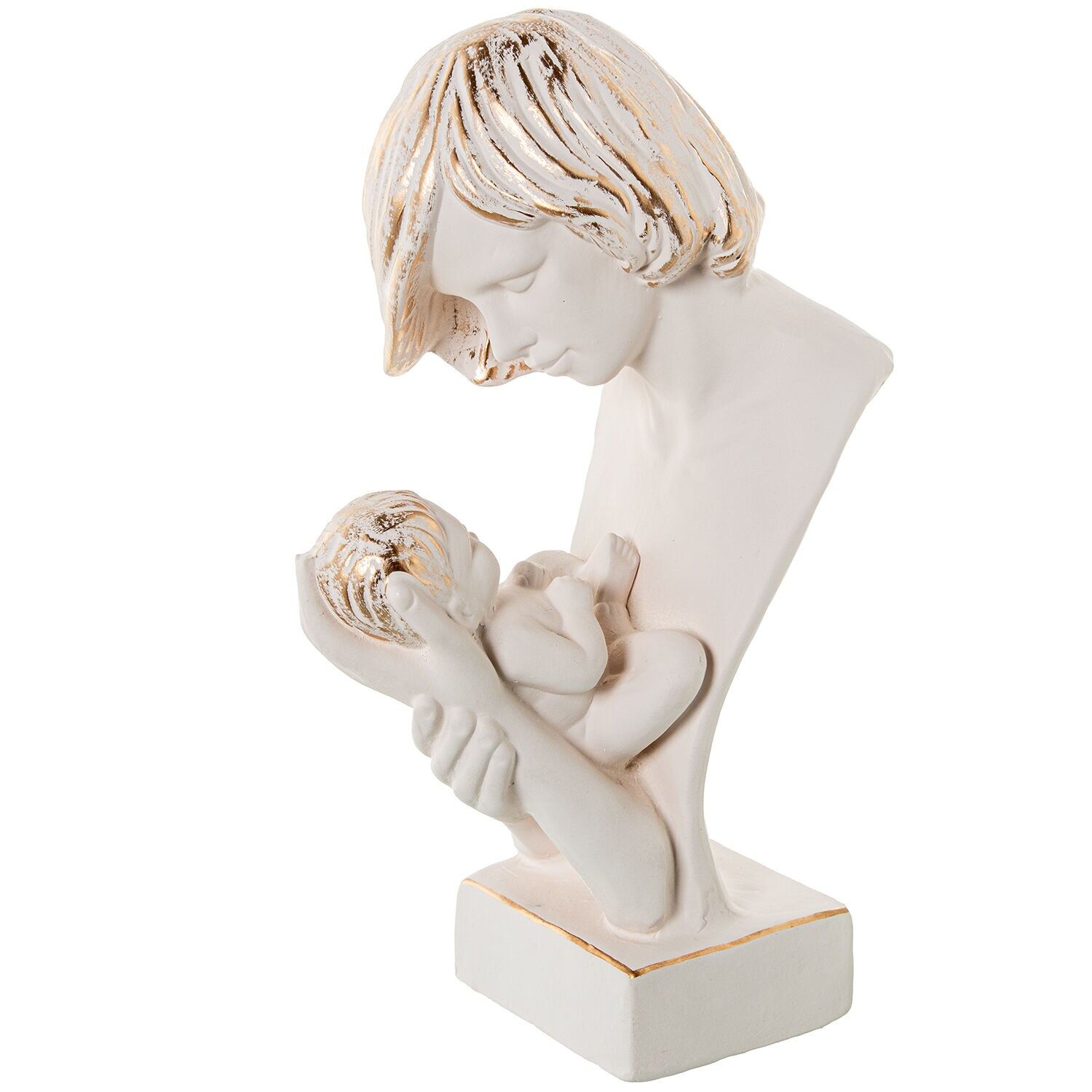 Figurine en céramique représentant une femme avec un bébé, crème et or, 22 x 14 x 35 cm ST61574