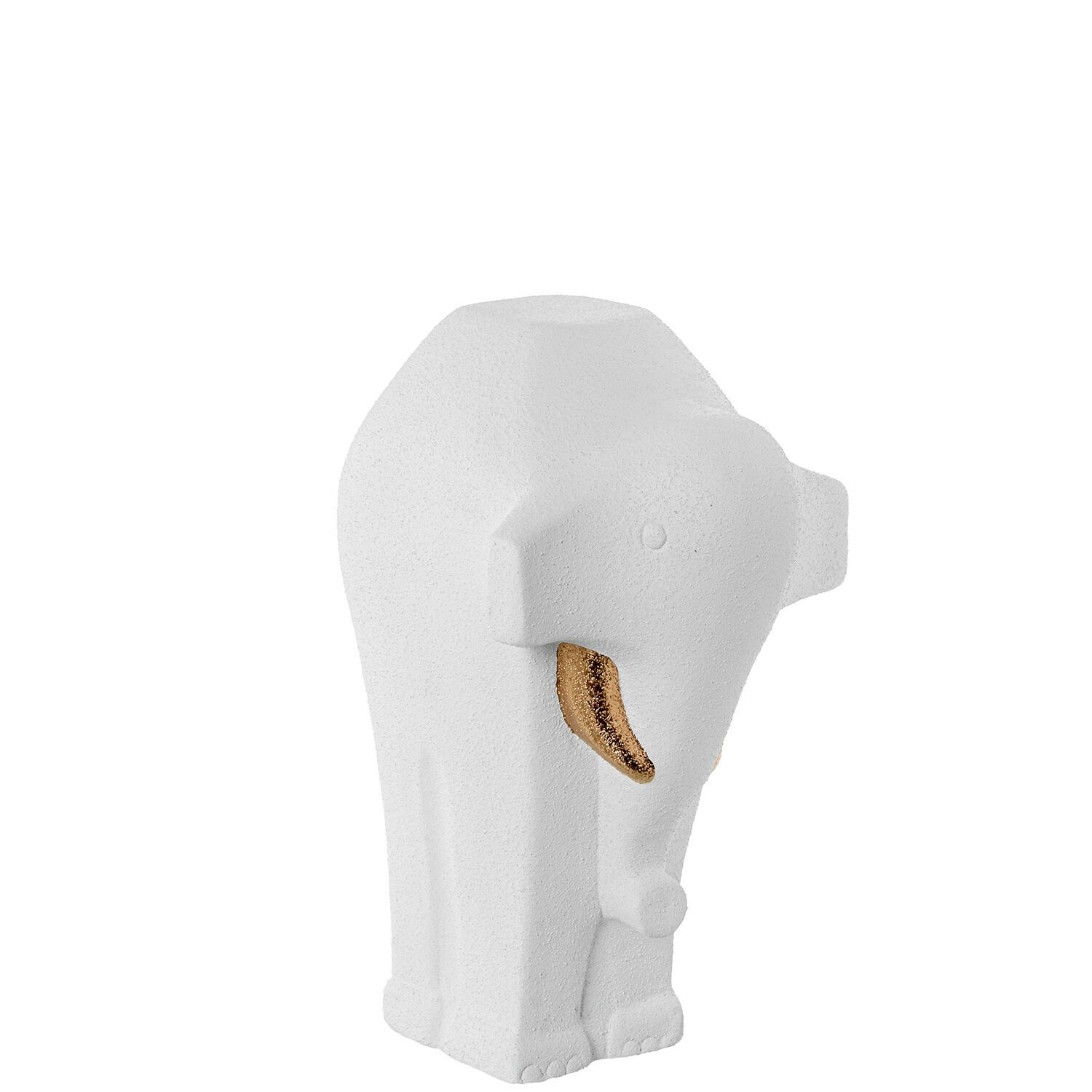 Elefantenfigur aus Keramik, 33 cm, weiß mit goldenen Stoßzähnen, 24 x 20 x 33 cm ST61576