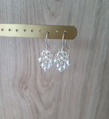 Boucles d'oreilles coeur en argent en filigrane avec cristaux de tanzanite 6