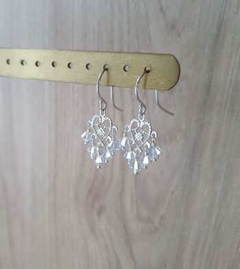 Boucles d'oreilles coeur en argent en filigrane avec cristaux de tanzanite 7