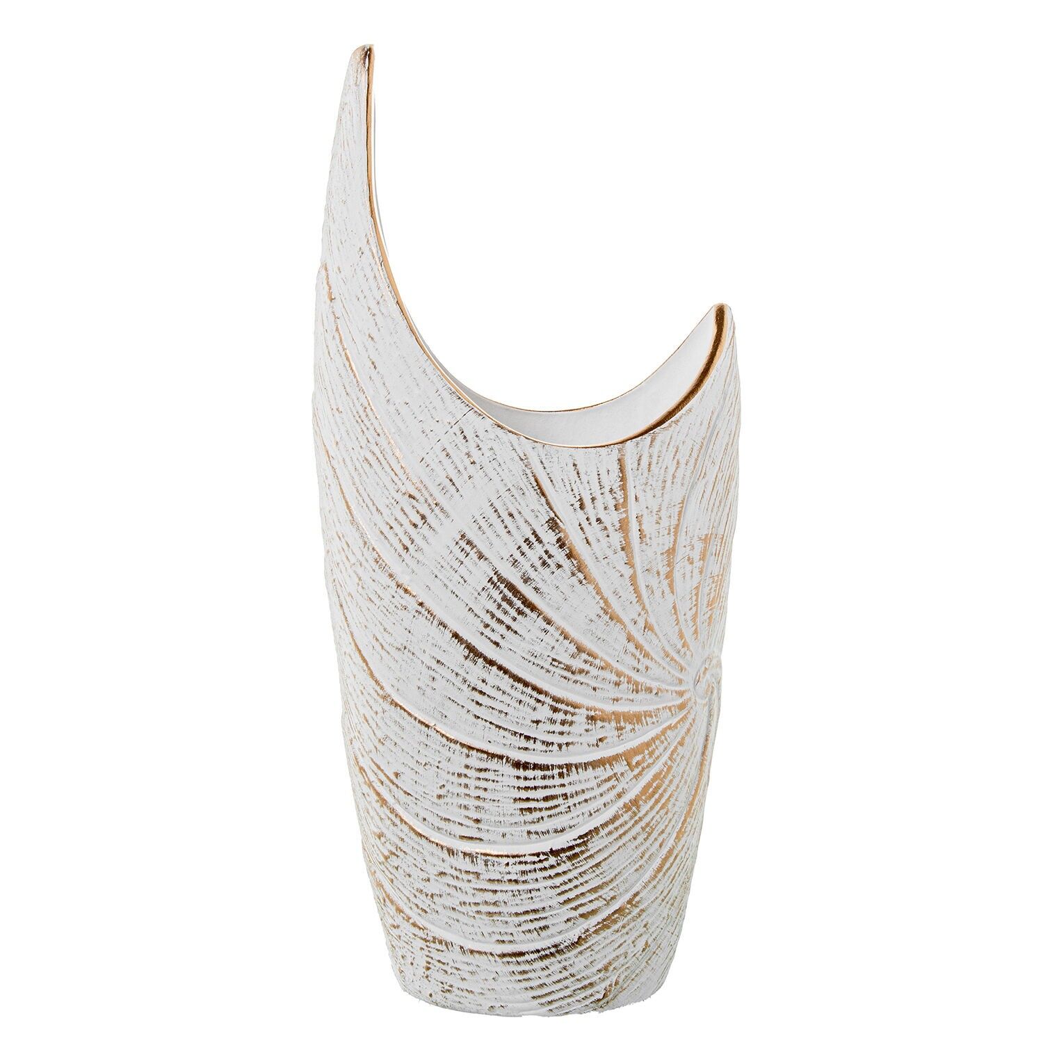 Keramikvase 50 cm weiß, gold 24x13x50cm ST61640