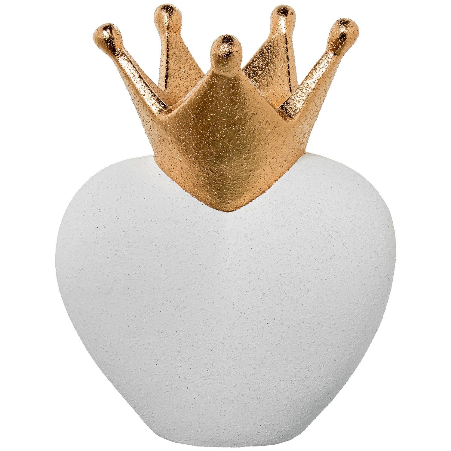 Keramikfigur Herz mit Krone 32 cm, weiß, gold 25 x 20 x 32 cm ST61648